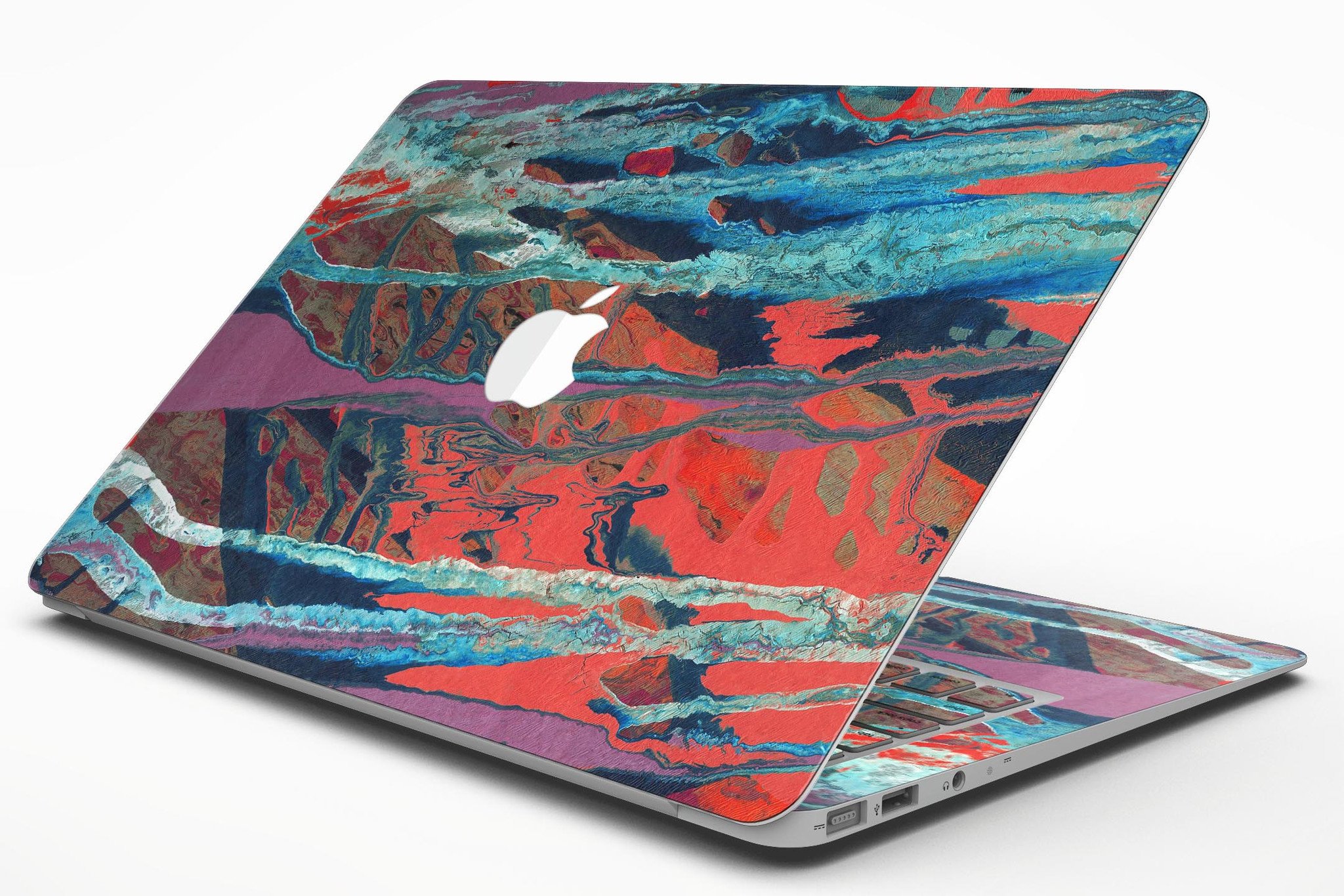 Abstract Wet Paint v92 skin kit for MacBook Air, showcasing vibrant colors and unique design on a sleek vinyl surface.