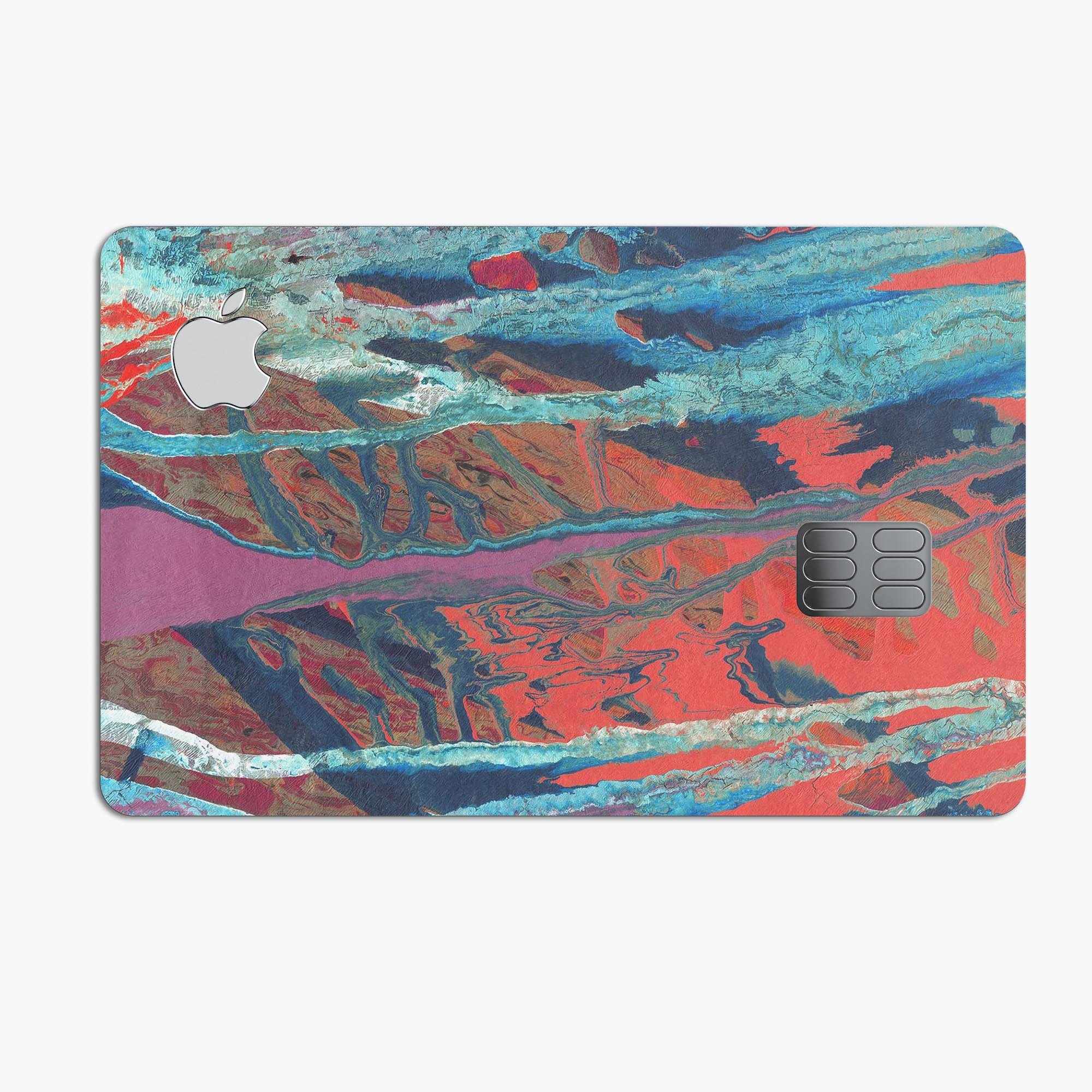 Abstract Wet Paint v92 decal skin for Apple Card, showcasing vibrant colors and premium vinyl material.