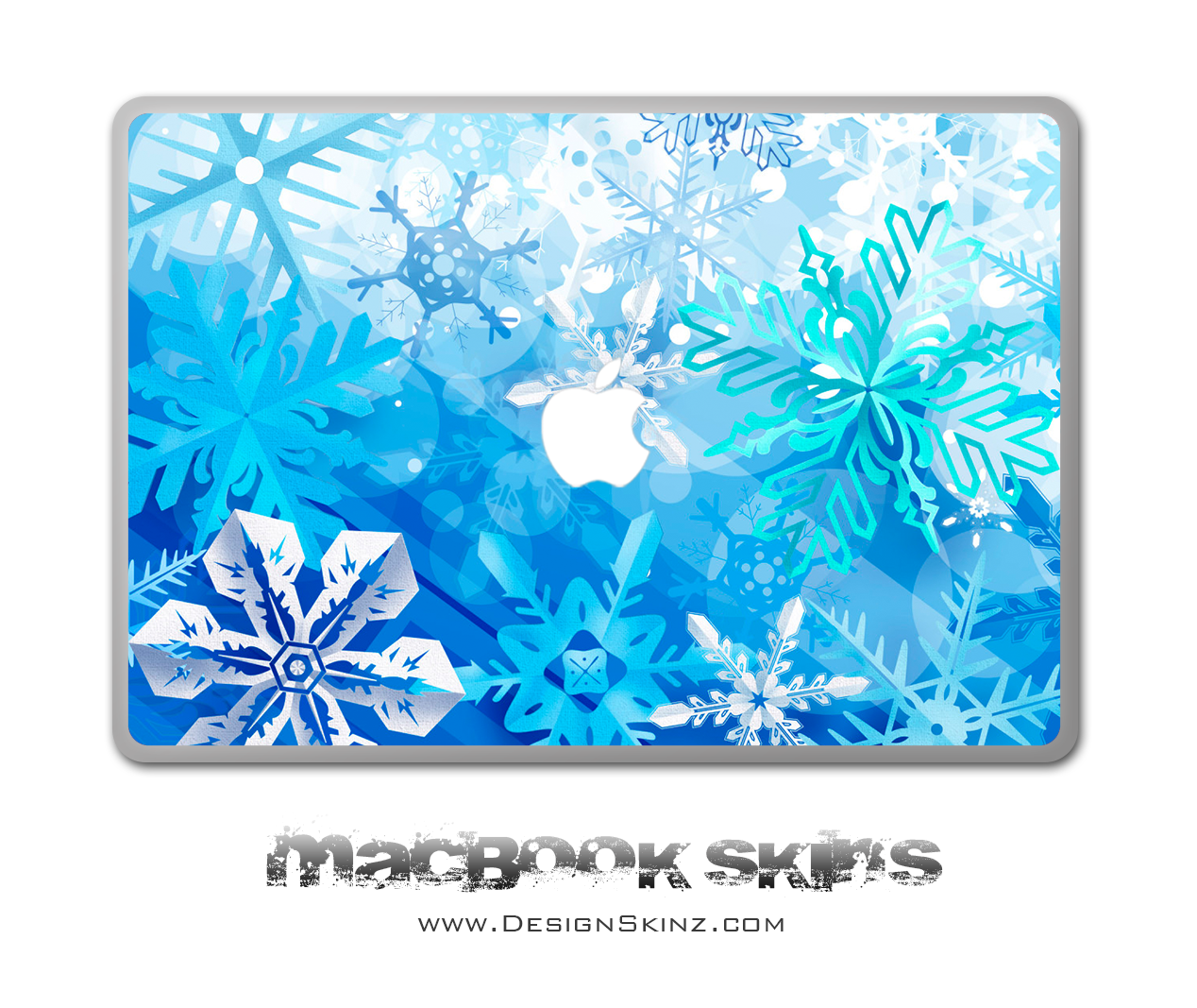 Abstract WinterLand MacBook Skin featuring a vibrant design, available for 11", 13", and 15" models with Apple logo cutout.