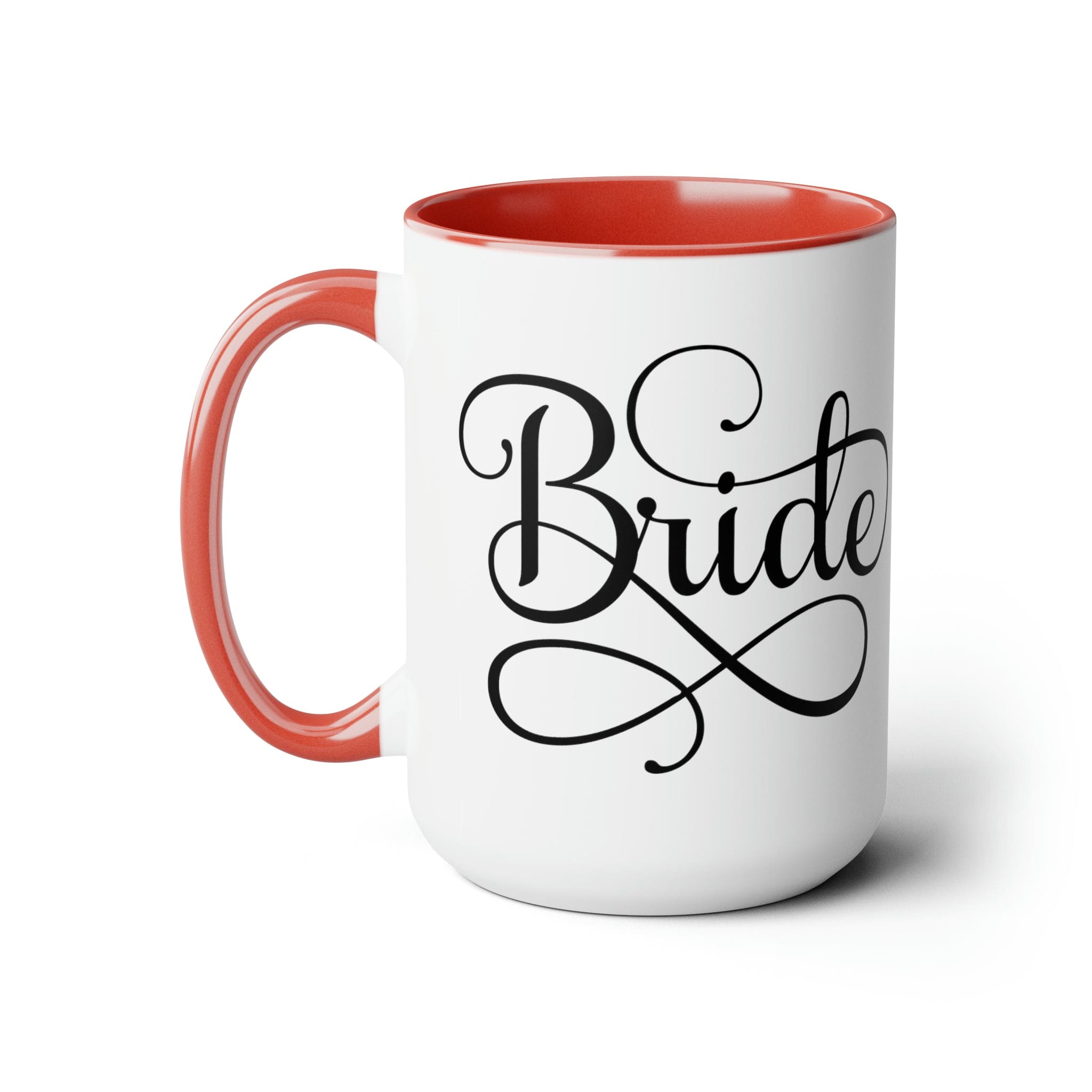 Accent Ceramic Coffee Mug 15oz with a white exterior and colored interior, perfect for brides and wedding celebrations.