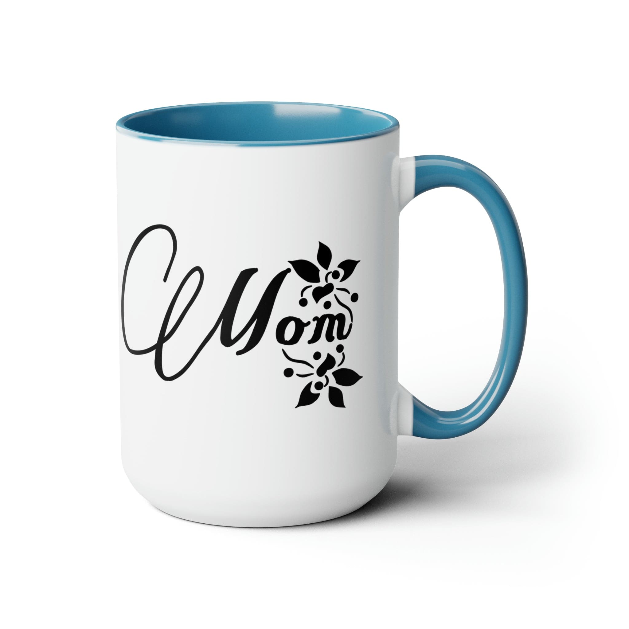 A stylish two-tone ceramic coffee mug with a white exterior and colored interior, featuring a comfortable C-handle, perfect for hot and cold beverages.