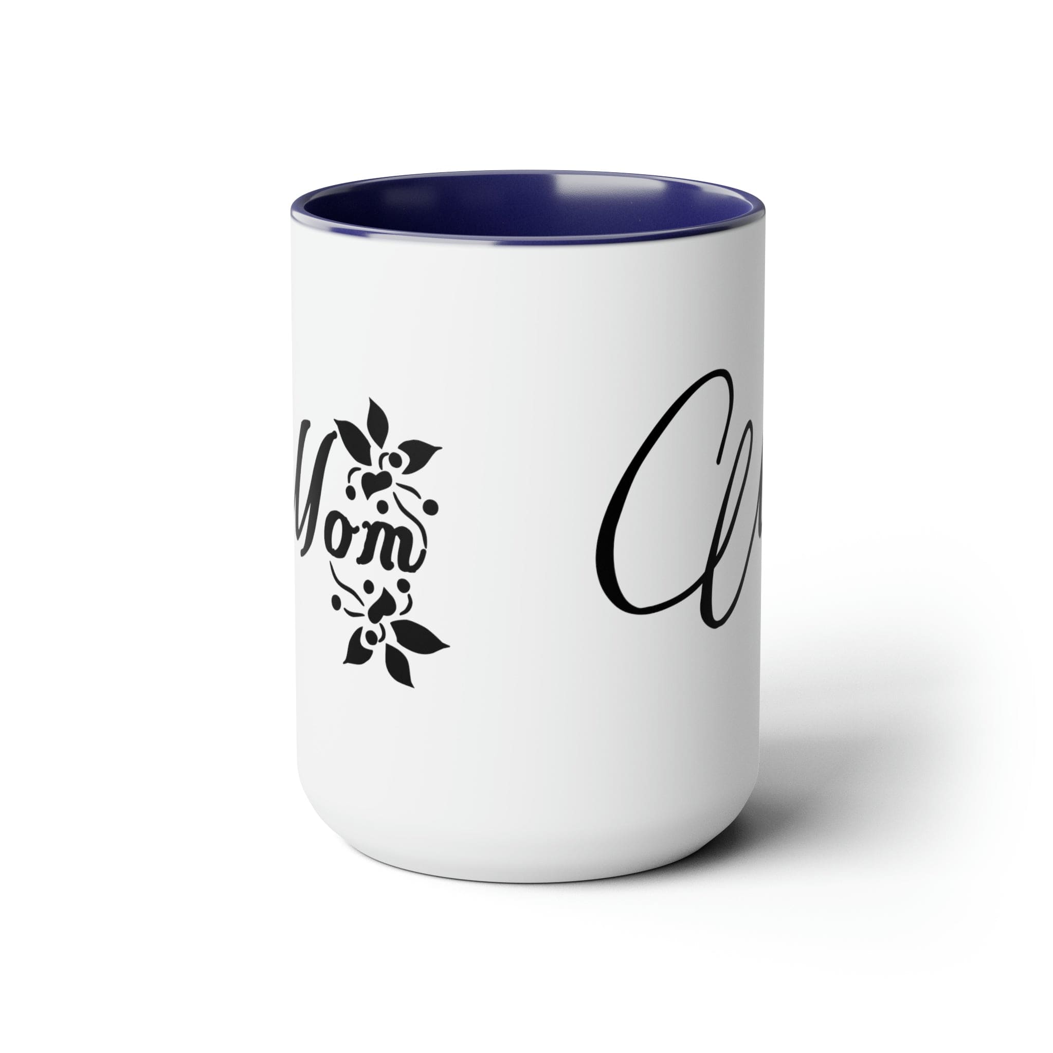 A stylish two-tone ceramic coffee mug with a white exterior and colored interior, featuring a comfortable C-handle, perfect for hot and cold beverages.