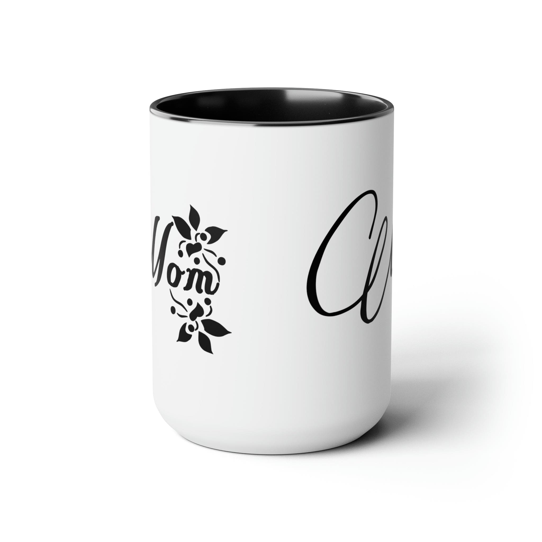 A stylish two-tone ceramic coffee mug with a white exterior and colored interior, featuring a comfortable C-handle, perfect for hot and cold beverages.