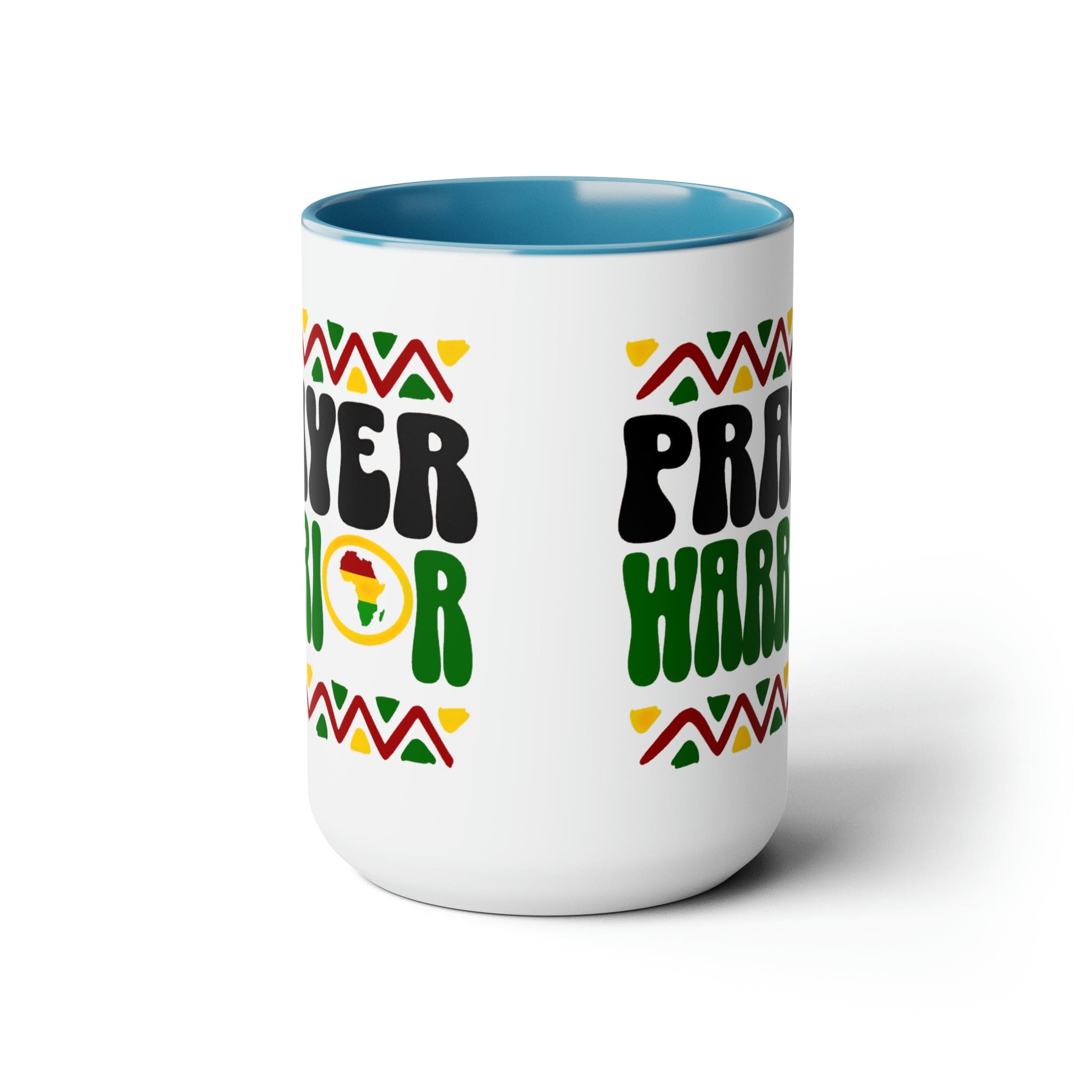 Prayer Warrior Accent Ceramic Coffee Mug with a black exterior and colored interior, showcasing a stylish design perfect for beverages.