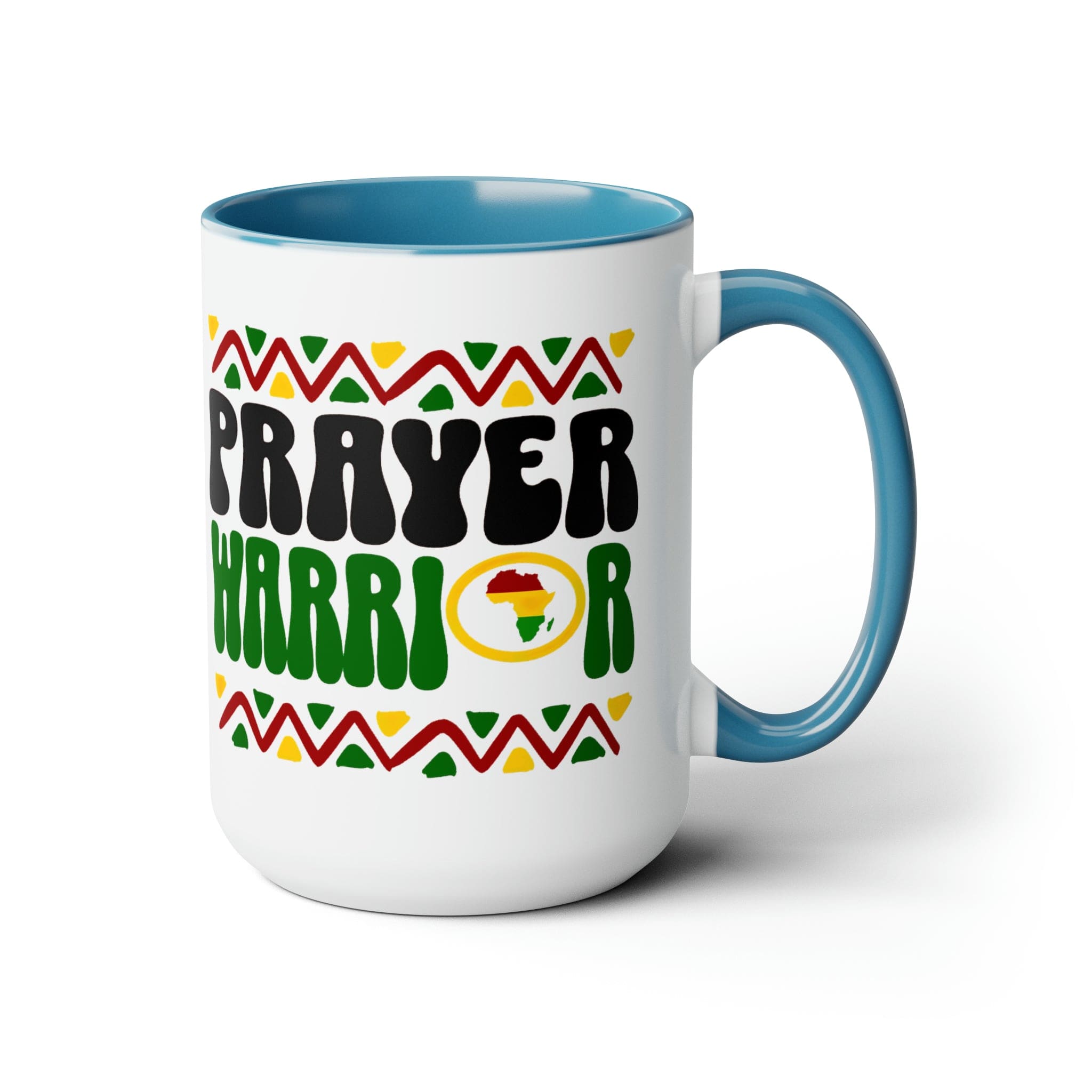 Prayer Warrior Accent Ceramic Coffee Mug with a black exterior and colored interior, showcasing a stylish design perfect for beverages.