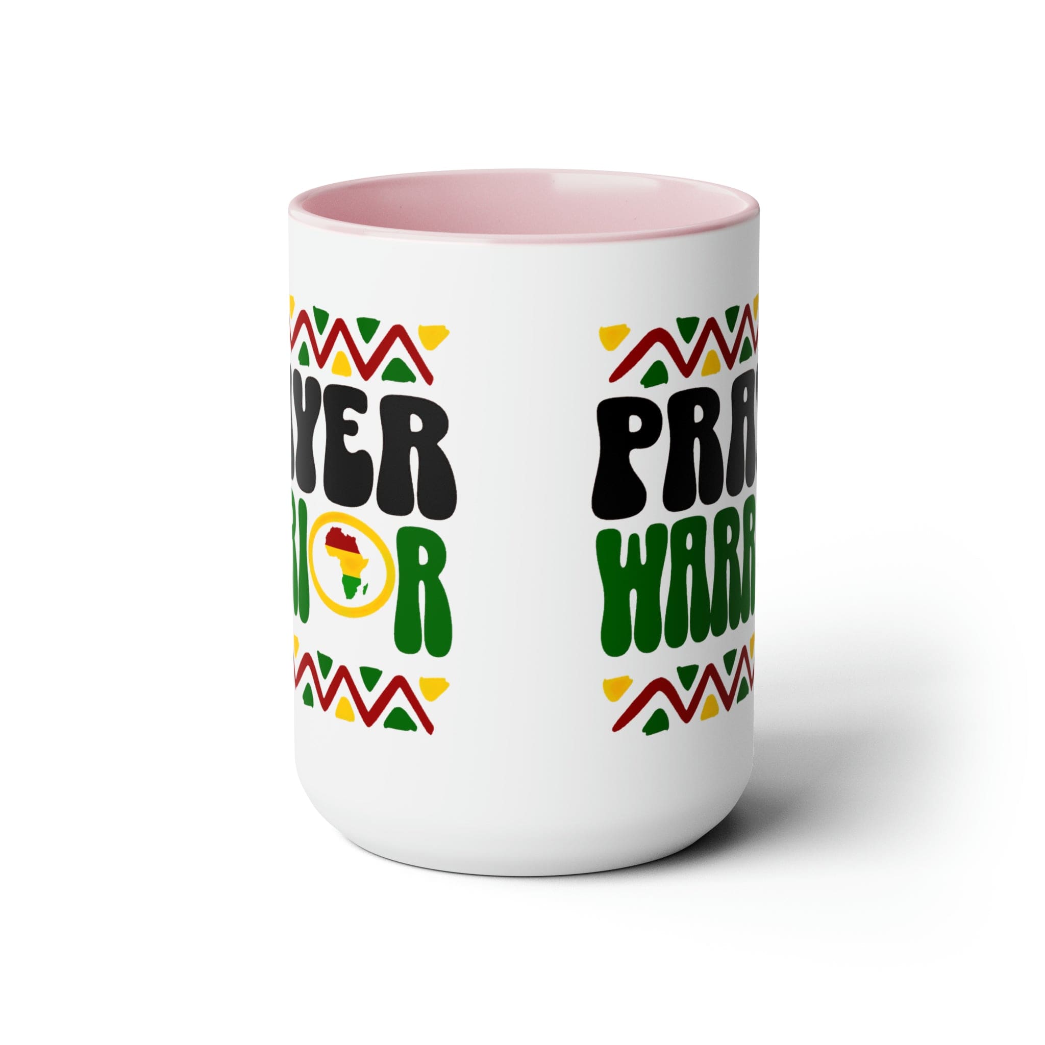 Prayer Warrior Accent Ceramic Coffee Mug with a black exterior and colored interior, showcasing a stylish design perfect for beverages.