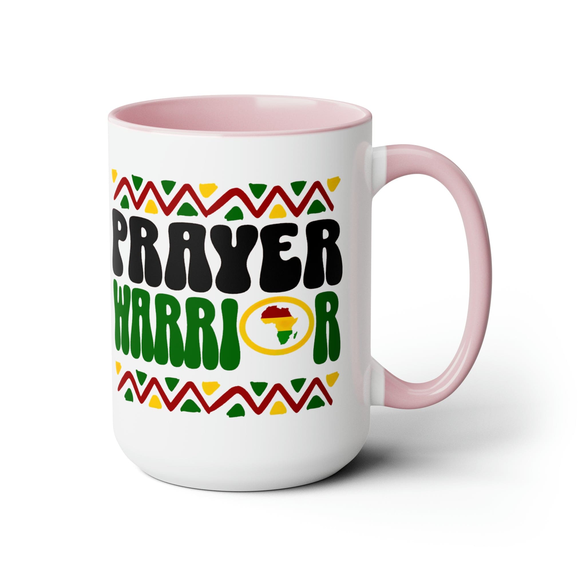 Prayer Warrior Accent Ceramic Coffee Mug with a black exterior and colored interior, showcasing a stylish design perfect for beverages.