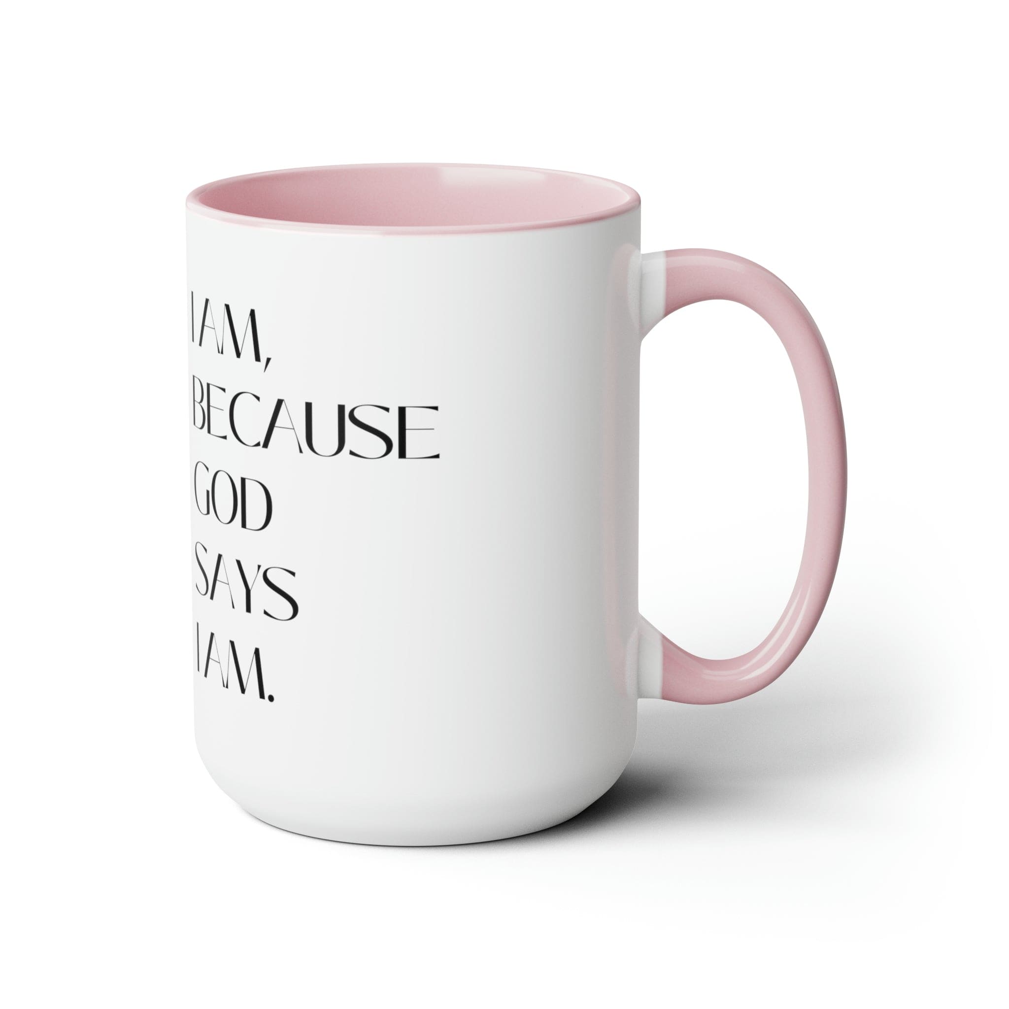 Accent Ceramic Coffee Mug 15oz with inspirational quote, featuring a white exterior and colored interior, perfect for hot and cold beverages.