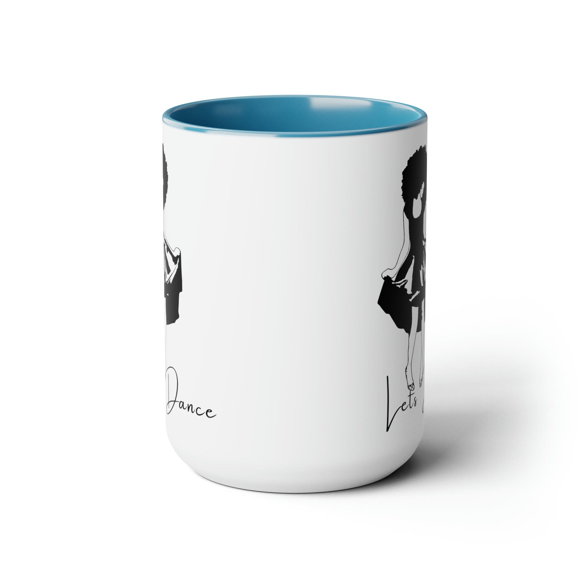 Accent Ceramic Coffee Mug 15oz with black line art design and colored interior, perfect for hot and cold beverages.