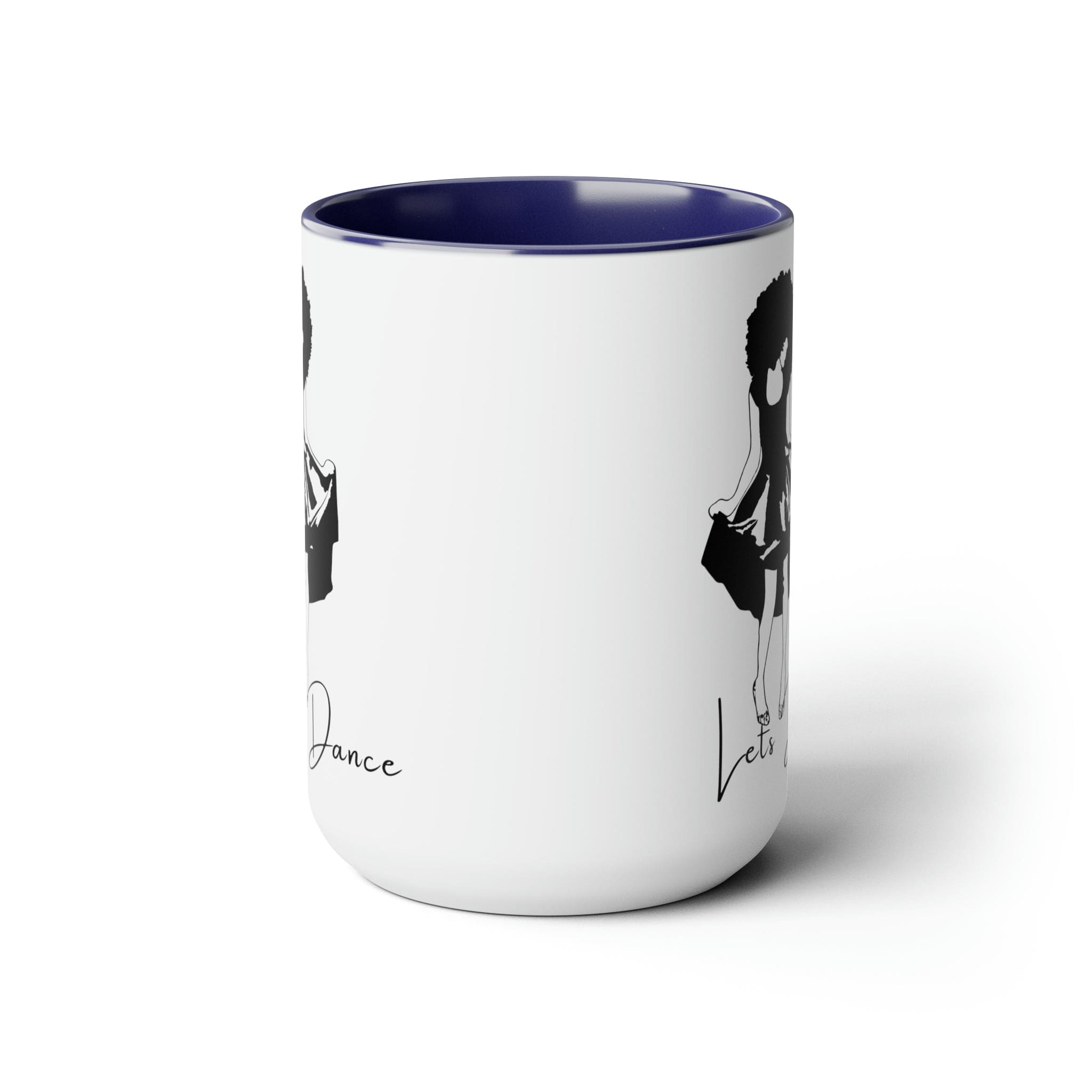 Accent Ceramic Coffee Mug 15oz with black line art design and colored interior, perfect for hot and cold beverages.