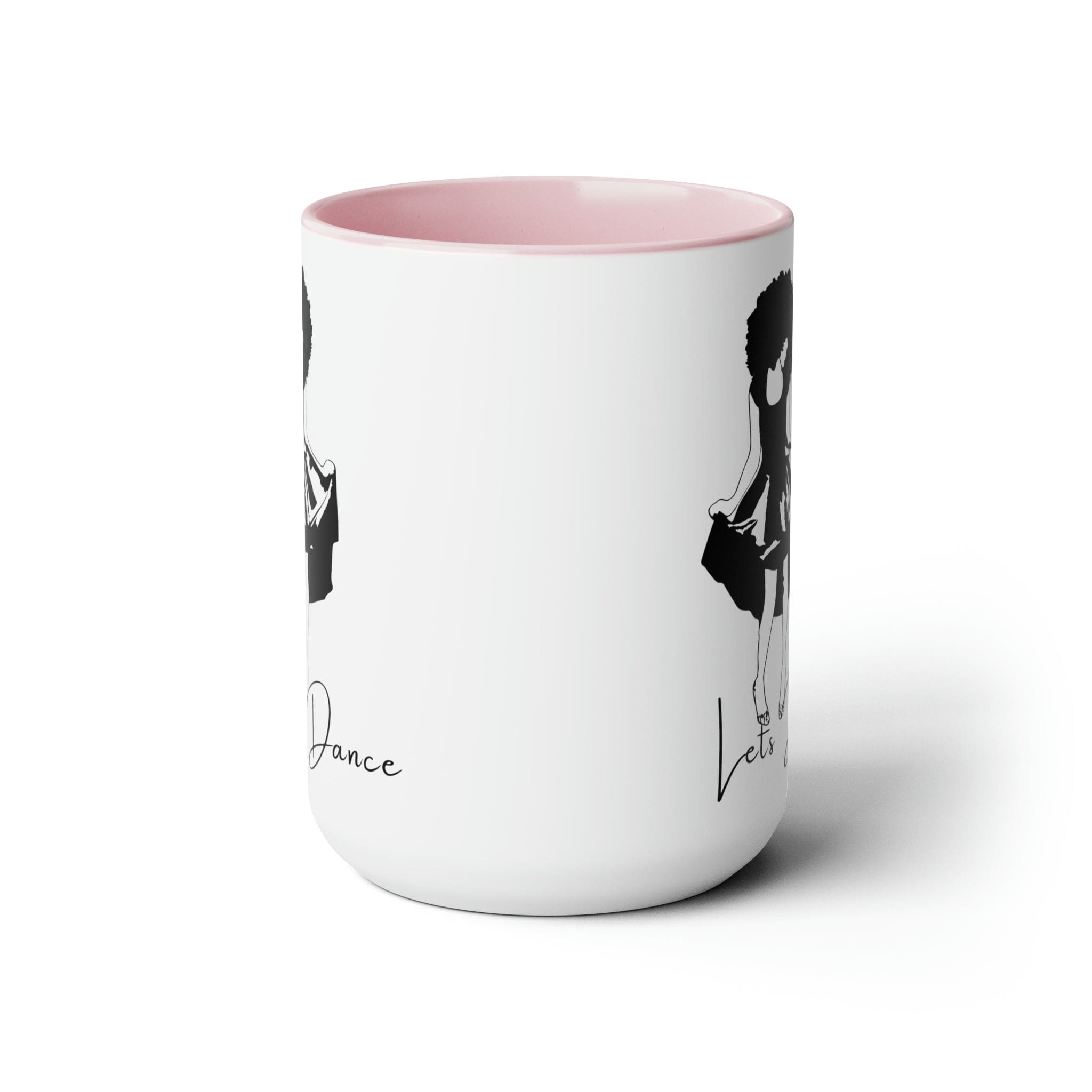 Accent Ceramic Coffee Mug 15oz with black line art design and colored interior, perfect for hot and cold beverages.