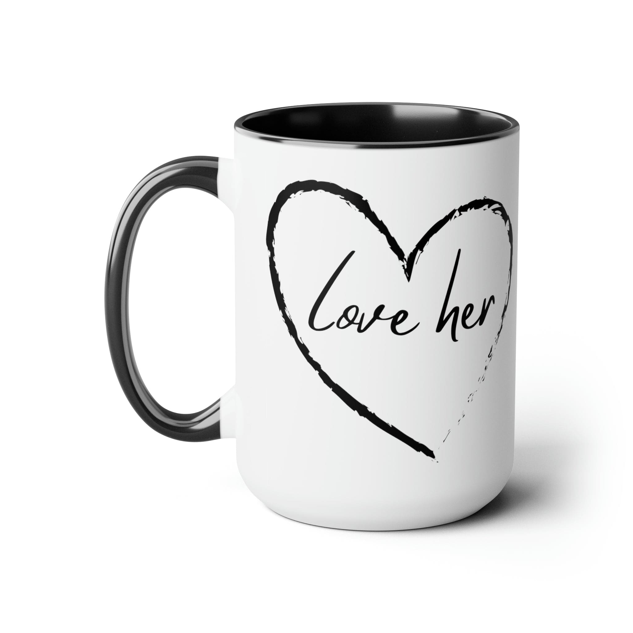 Accent Ceramic Coffee Mug 15oz with white exterior and colored interior, featuring a C-handle and rounded corners.