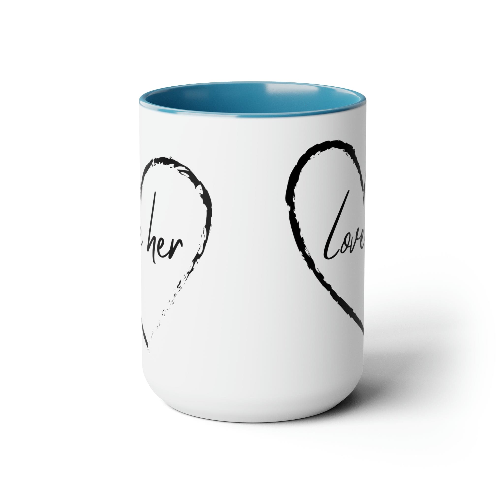 Accent Ceramic Coffee Mug 15oz with white exterior and colored interior, featuring a C-handle and rounded corners.