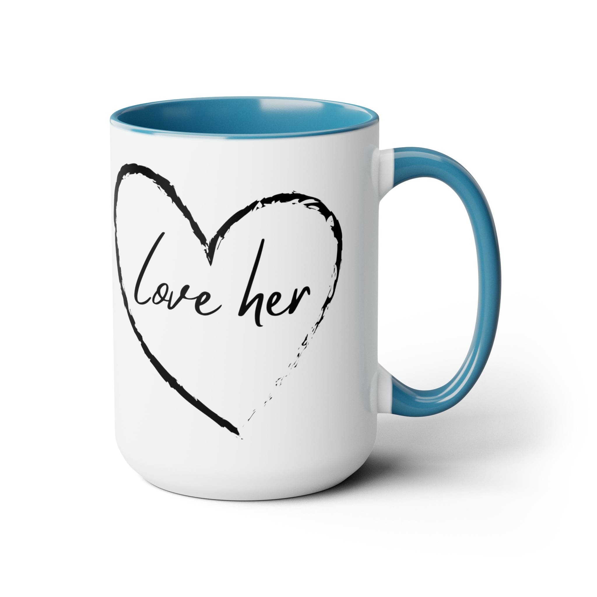 Accent Ceramic Coffee Mug 15oz with white exterior and colored interior, featuring a C-handle and rounded corners.