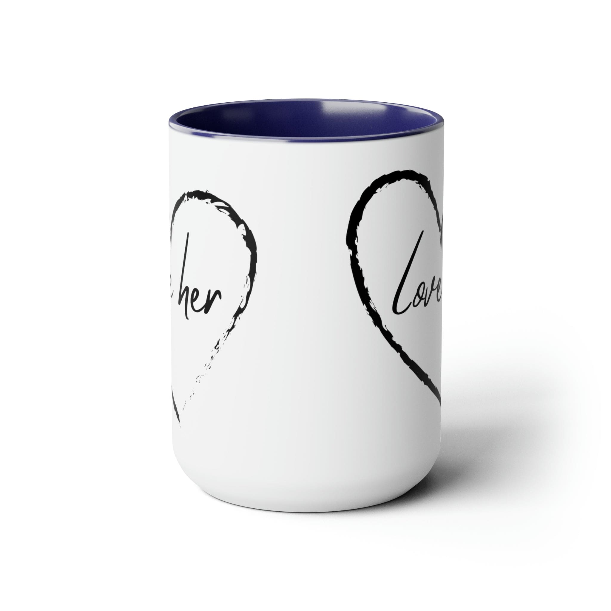 Accent Ceramic Coffee Mug 15oz with white exterior and colored interior, featuring a C-handle and rounded corners.