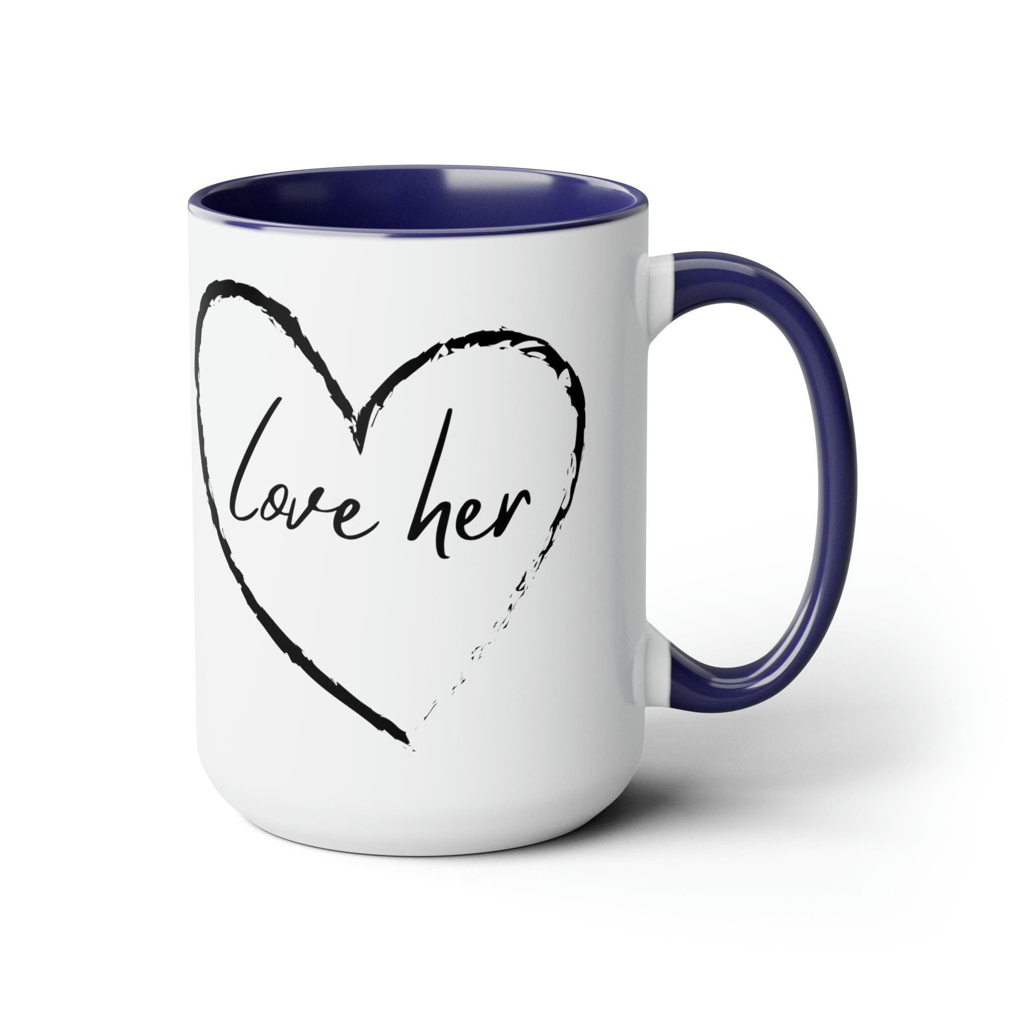 Accent Ceramic Coffee Mug 15oz with white exterior and colored interior, featuring a C-handle and rounded corners.