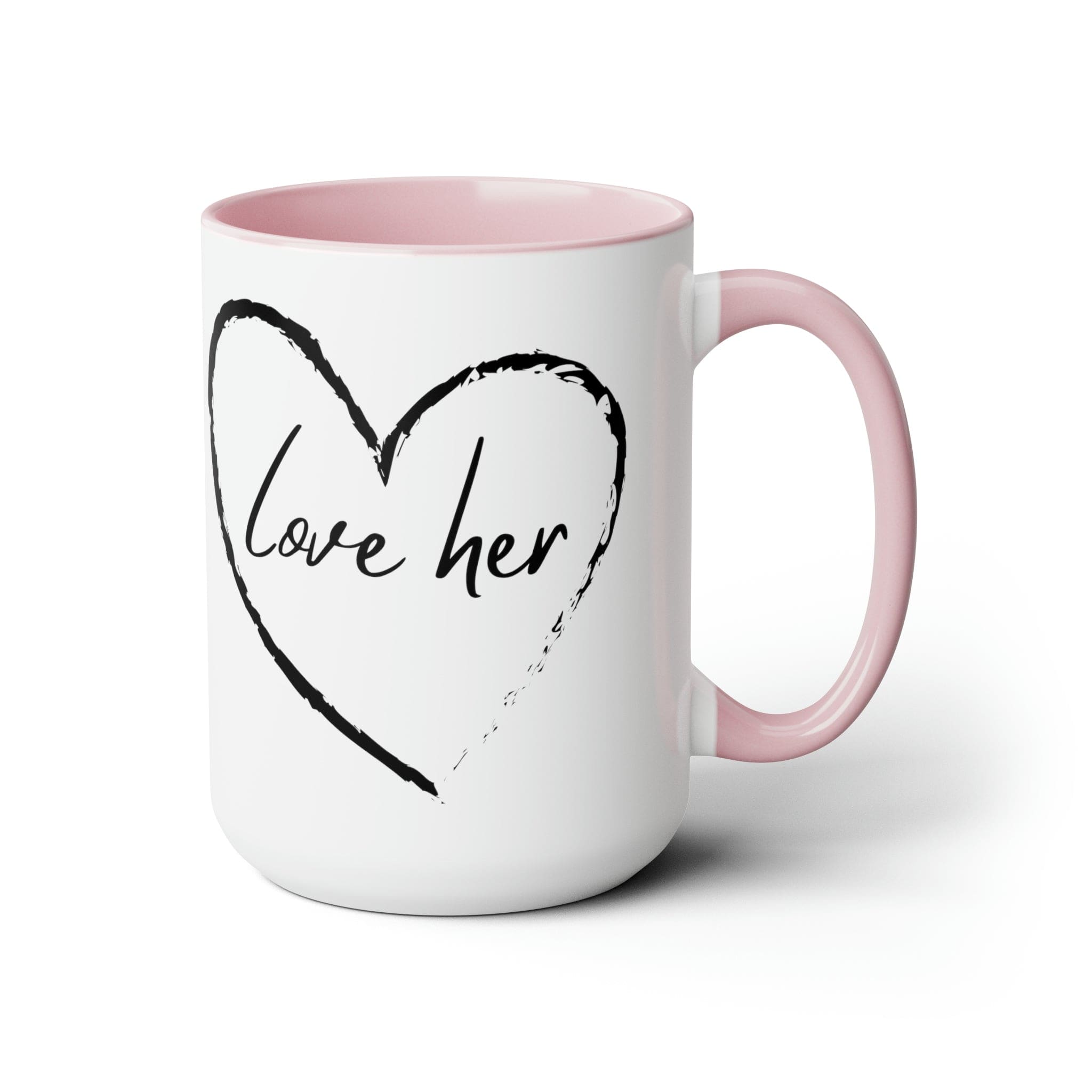 Accent Ceramic Coffee Mug 15oz with white exterior and colored interior, featuring a C-handle and rounded corners.