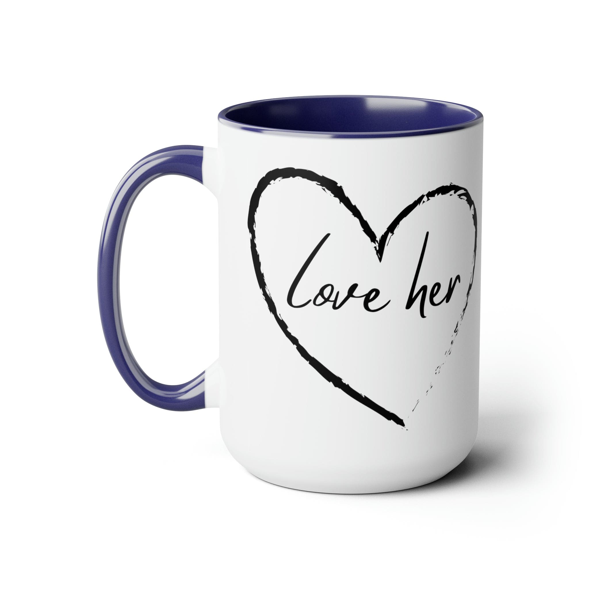 Accent Ceramic Coffee Mug 15oz with white exterior and colored interior, featuring a C-handle and rounded corners.