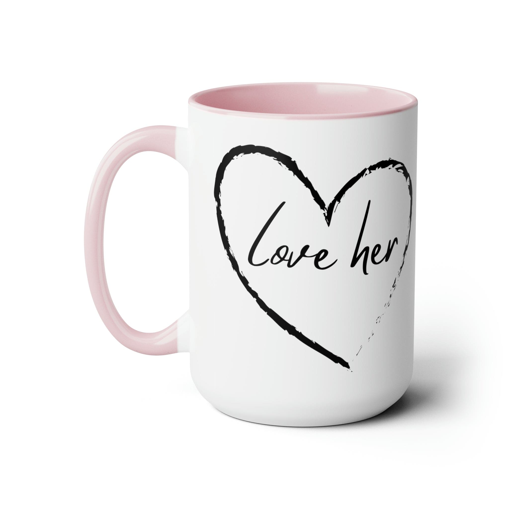 Accent Ceramic Coffee Mug 15oz with white exterior and colored interior, featuring a C-handle and rounded corners.