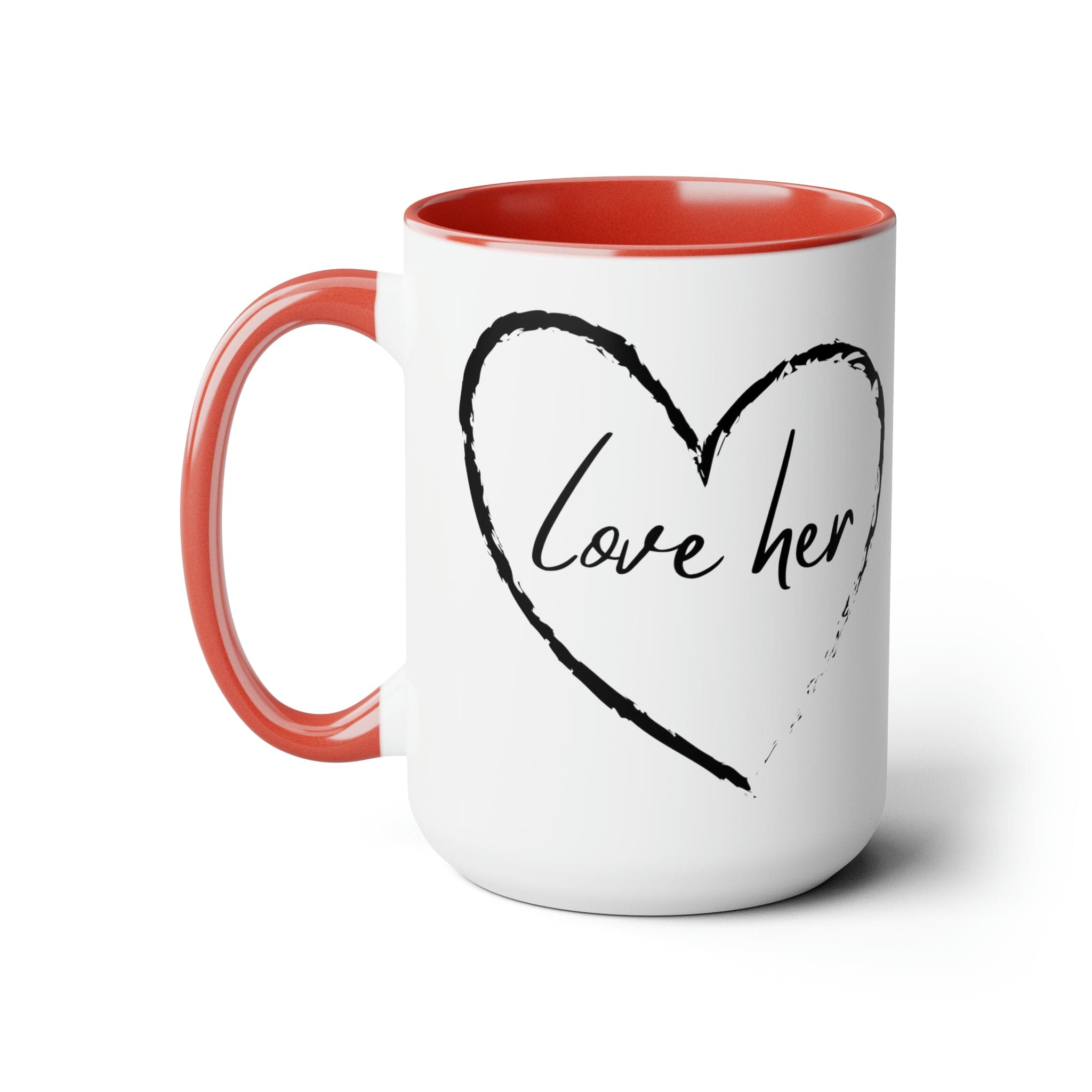 Accent Ceramic Coffee Mug 15oz with white exterior and colored interior, featuring a C-handle and rounded corners.