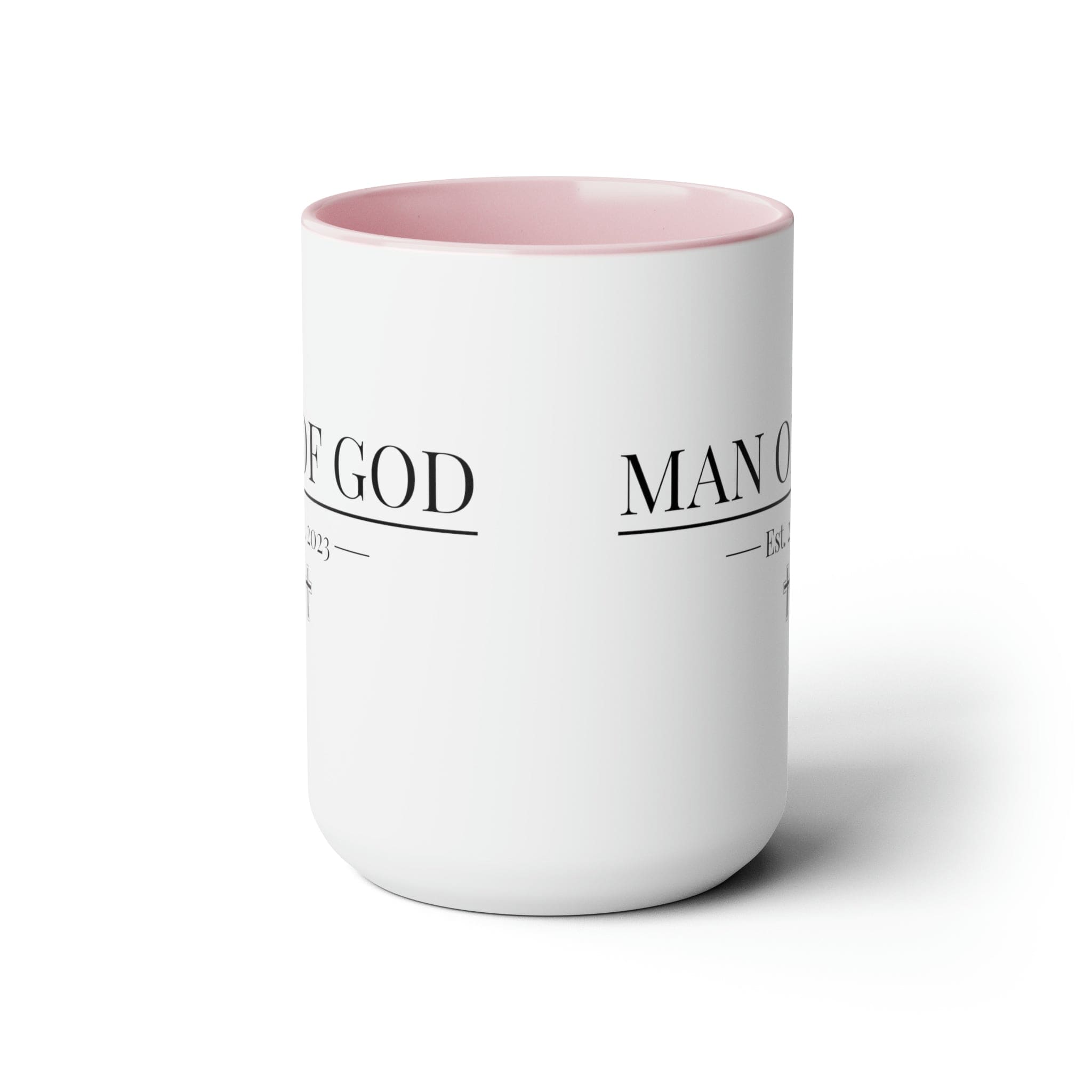 Accent Ceramic Coffee Mug 15oz with a white exterior and colored interior, featuring a comfortable C-handle, perfect for hot and cold beverages.