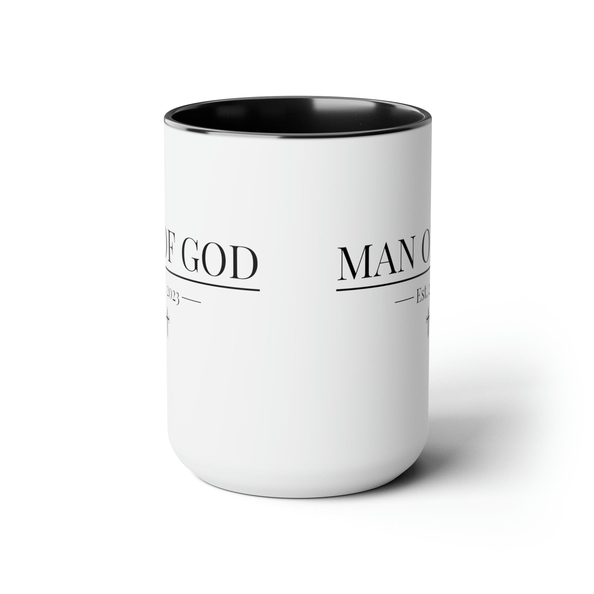 Accent Ceramic Coffee Mug 15oz with a white exterior and colored interior, featuring a comfortable C-handle, perfect for hot and cold beverages.