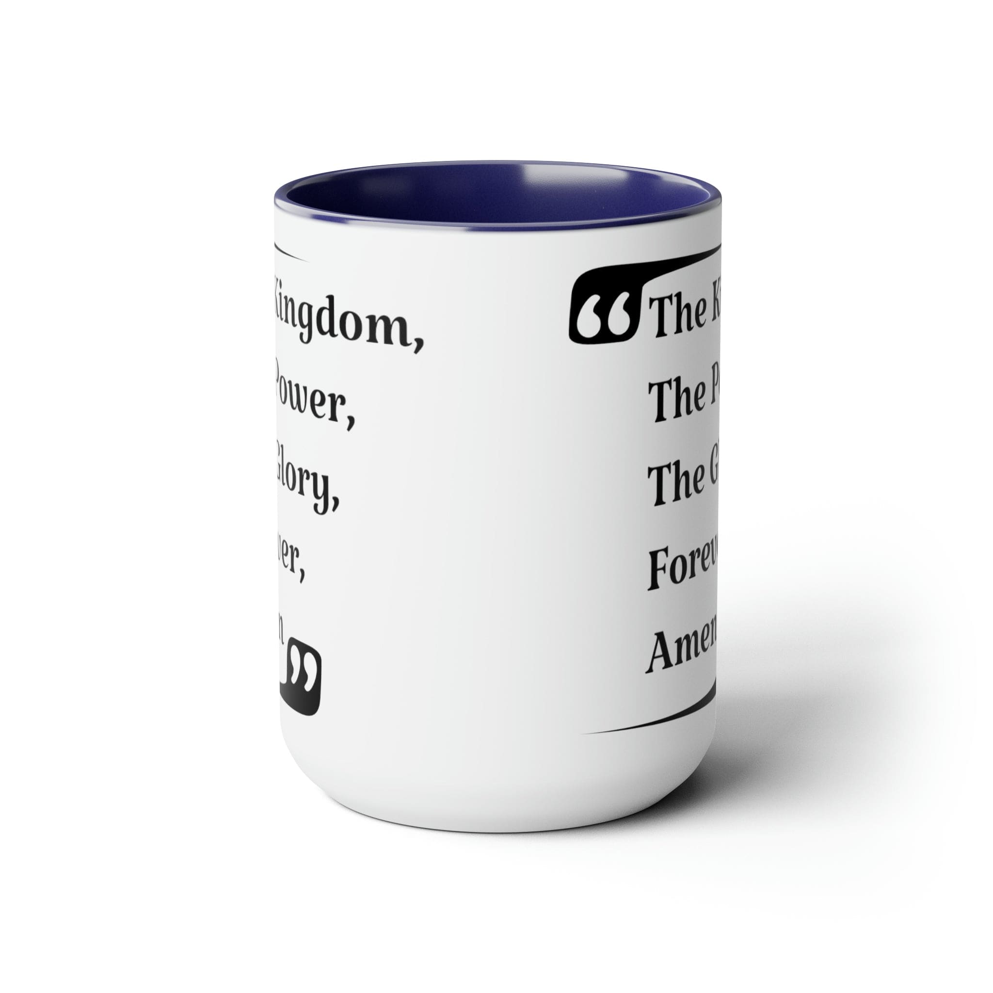 Accent Ceramic Coffee Mug 15oz with inspirational design, featuring a white exterior and colored interior, perfect for hot and cold beverages.