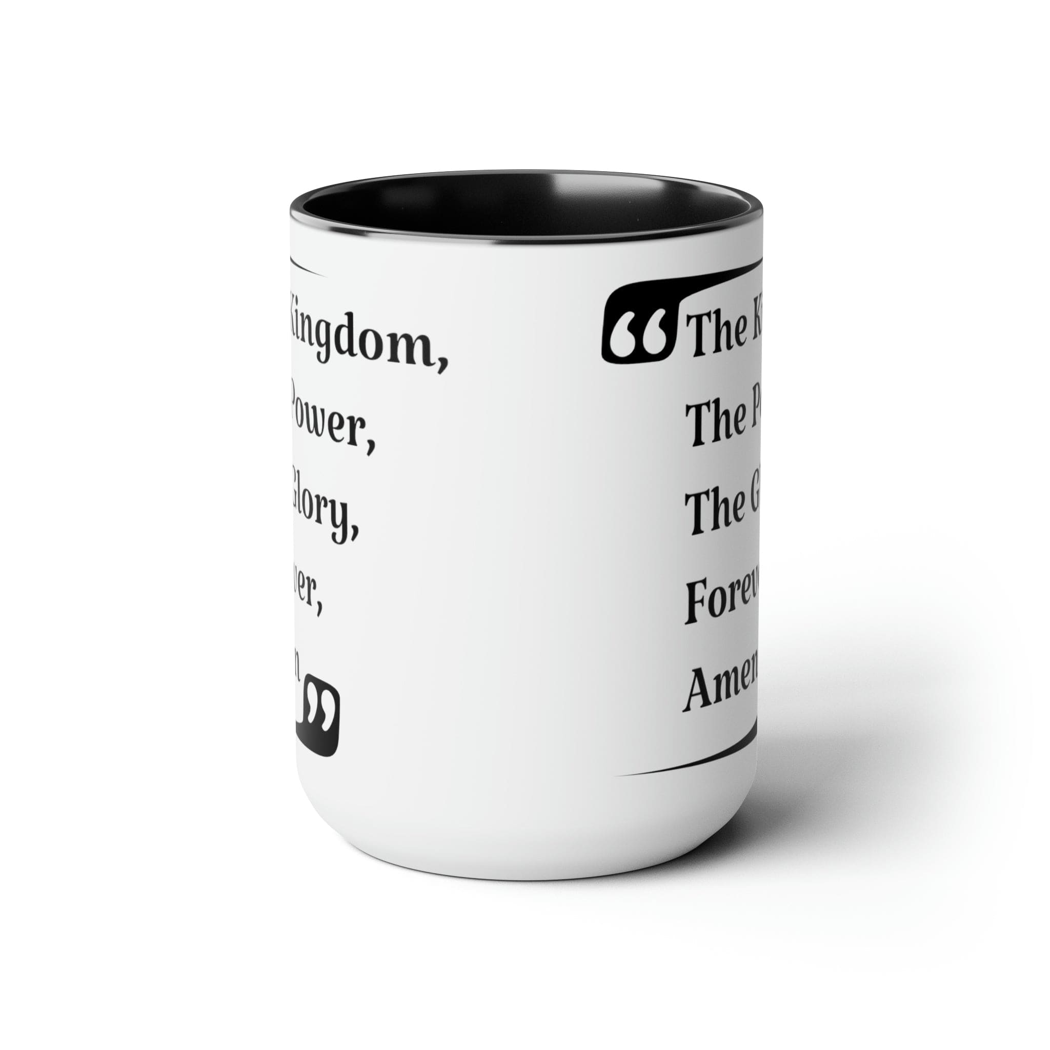 Accent Ceramic Coffee Mug 15oz with inspirational design, featuring a white exterior and colored interior, perfect for hot and cold beverages.