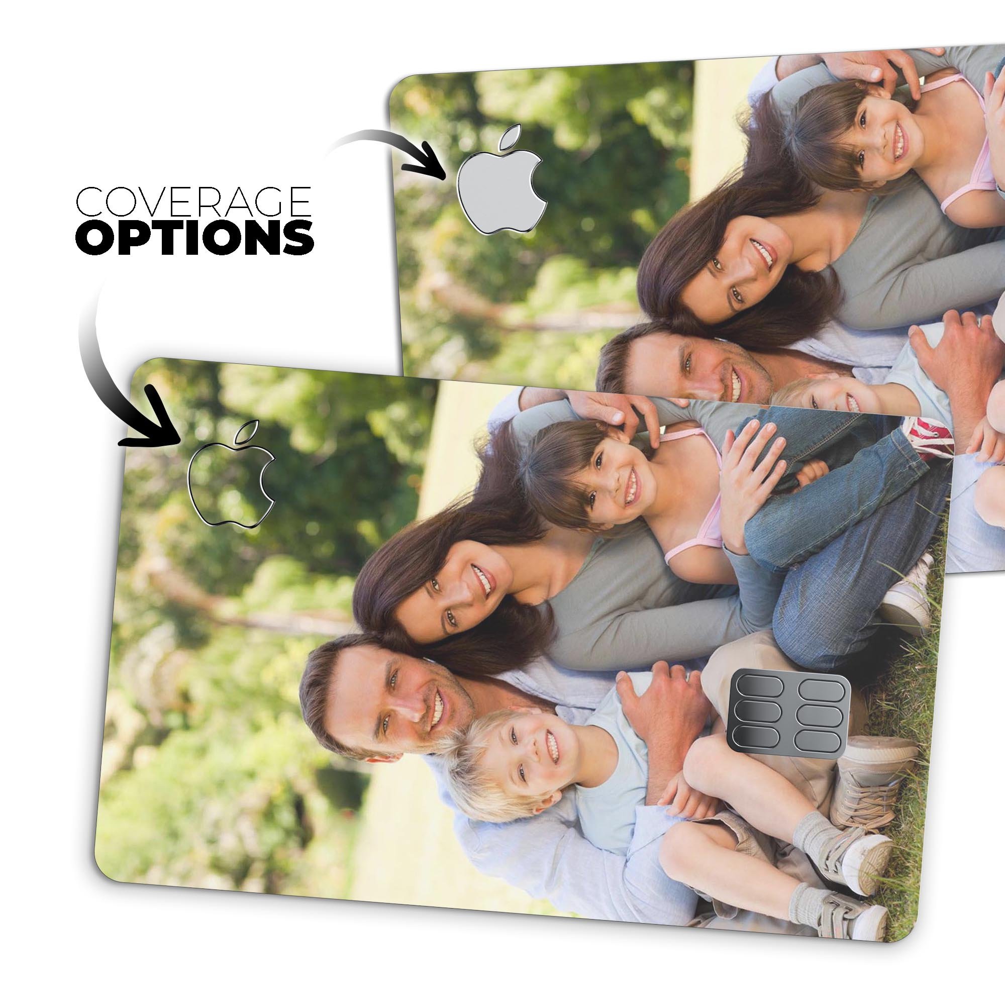 Premium Protective Decal Skin-Kit for Apple Card, showcasing ultra-gloss and soft-matte finishes with bubble-free installation.