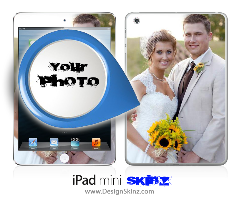 Customizable iPad skin featuring a personalized photo design, showcasing vibrant colors and a sleek finish.