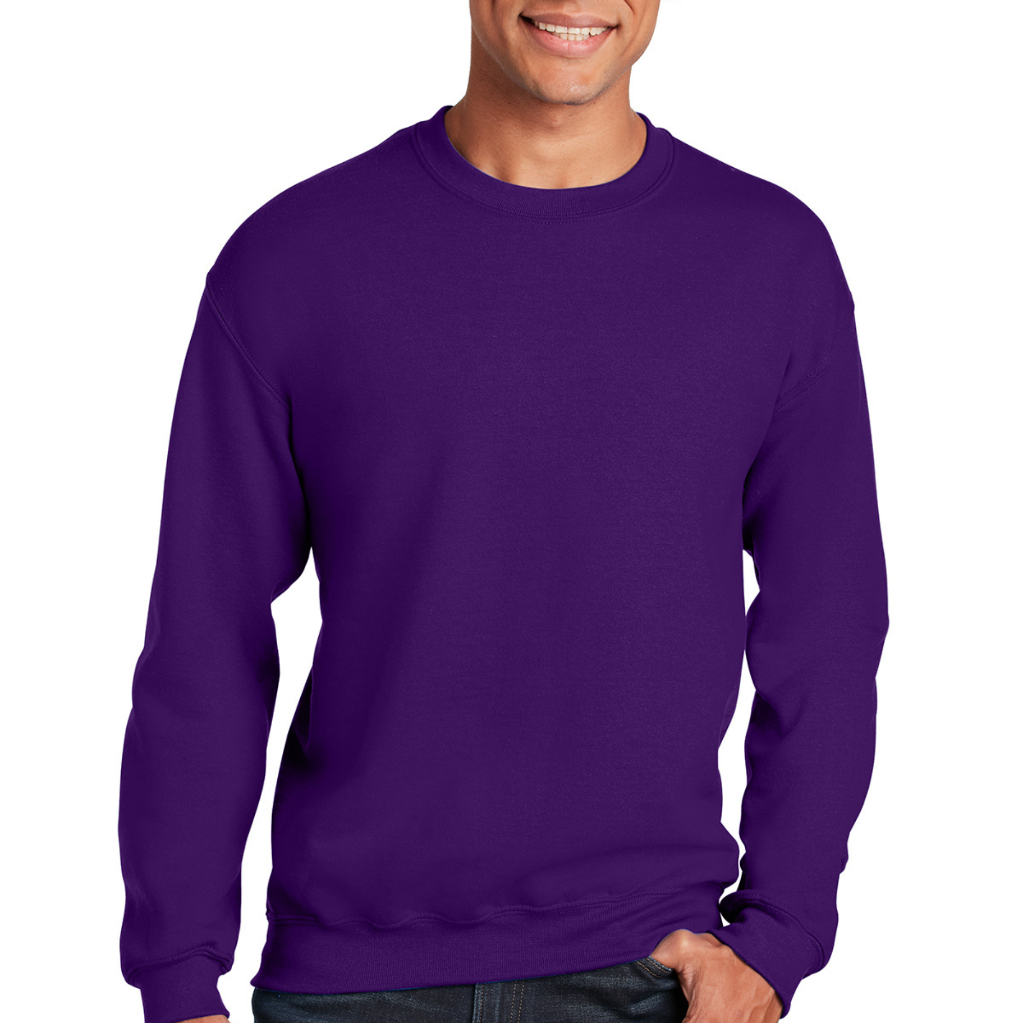 Adult unisex long sleeve sweatshirt in various colors, showcasing its soft fabric and comfortable fit.