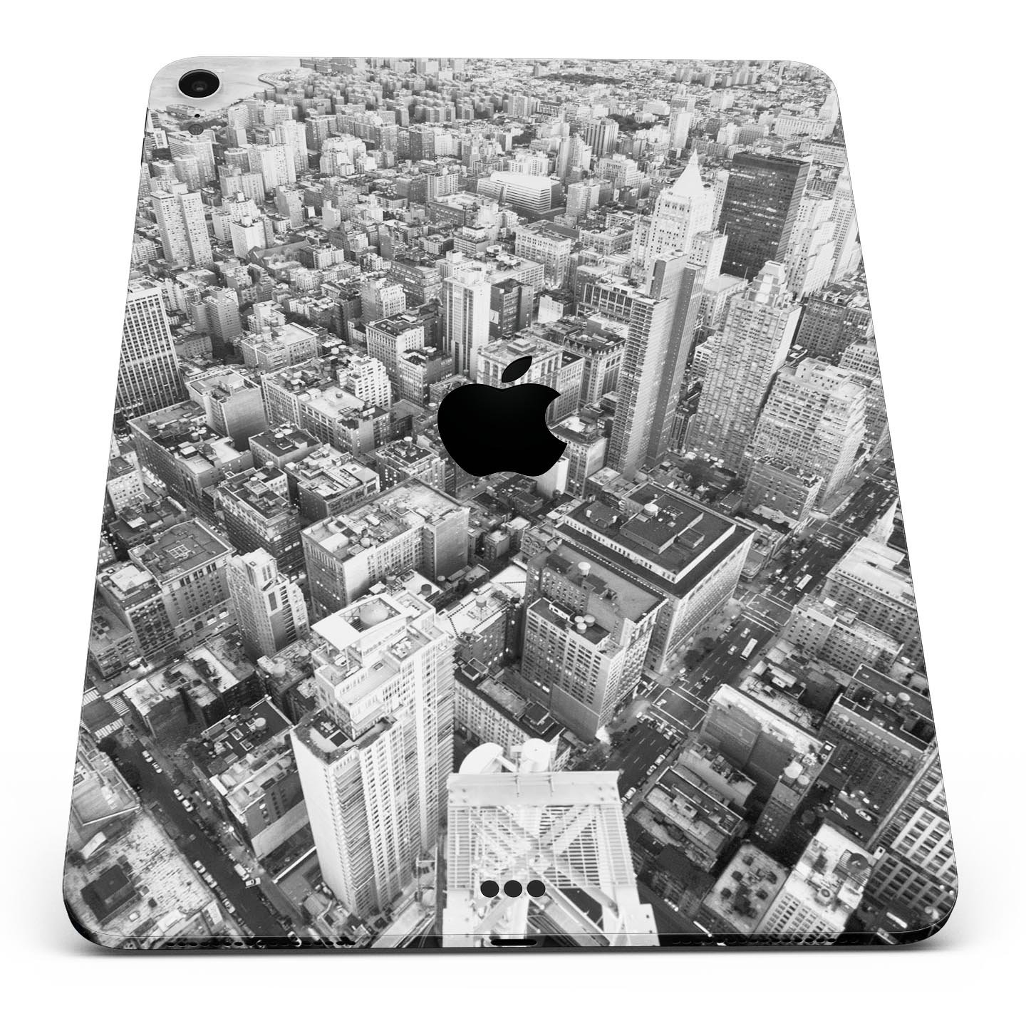 Aerial CityScape Black and White skin decal for Apple devices, showcasing a sleek urban skyline design.