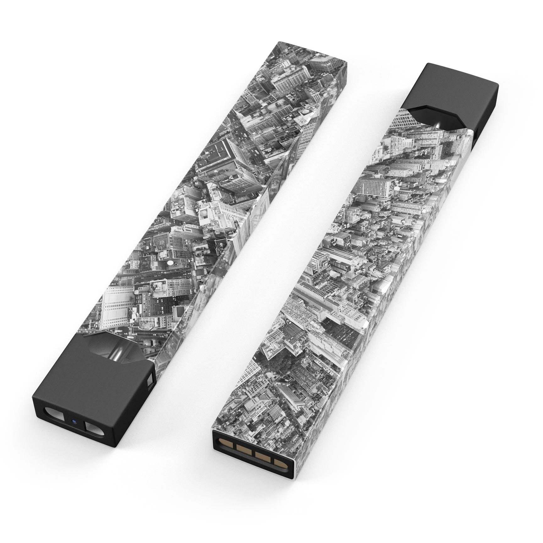 Aerial CityScape Black and White skin-wrap for JUUL device, showcasing a stylish urban design.