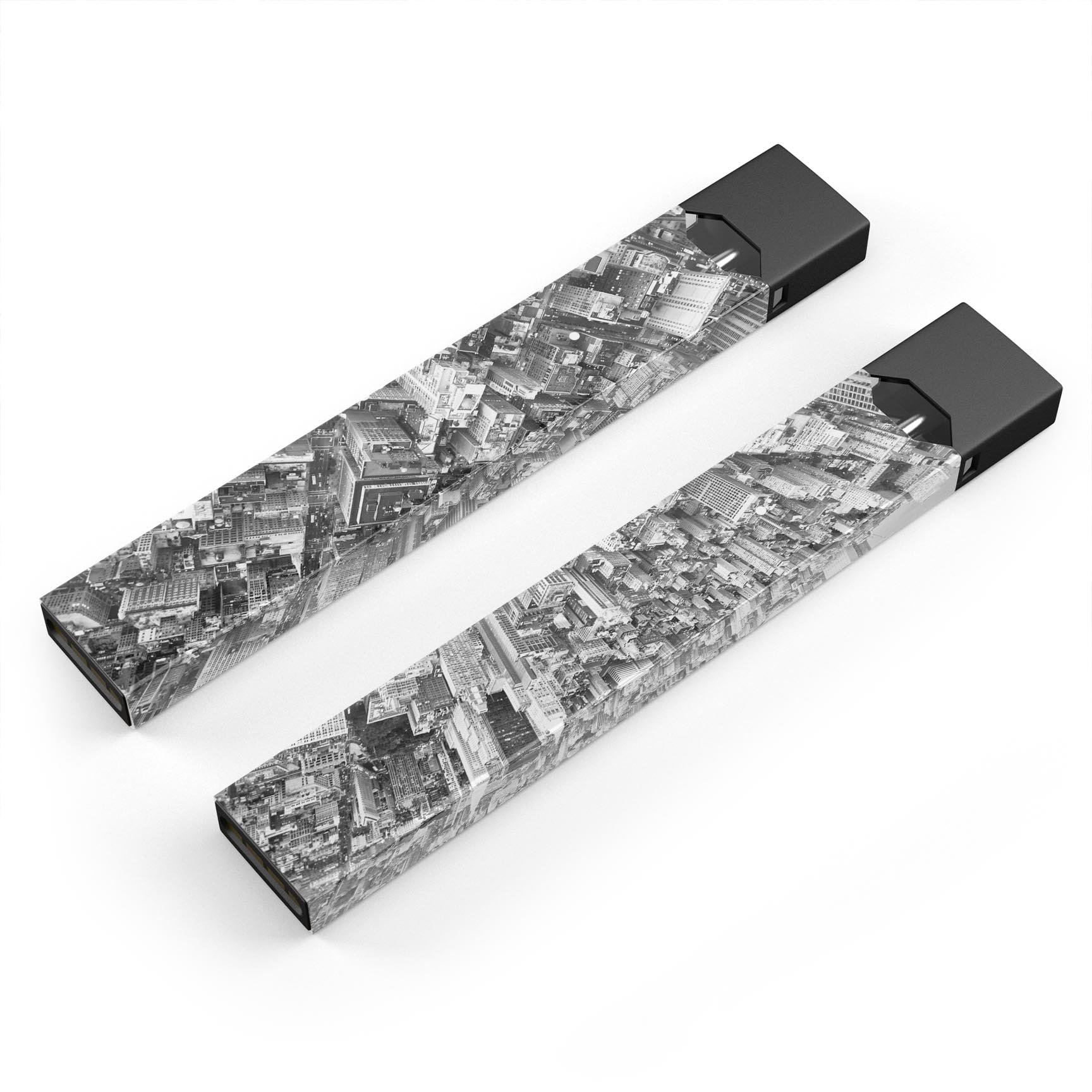 Aerial CityScape Black and White skin-wrap for JUUL device, showcasing a stylish urban design.