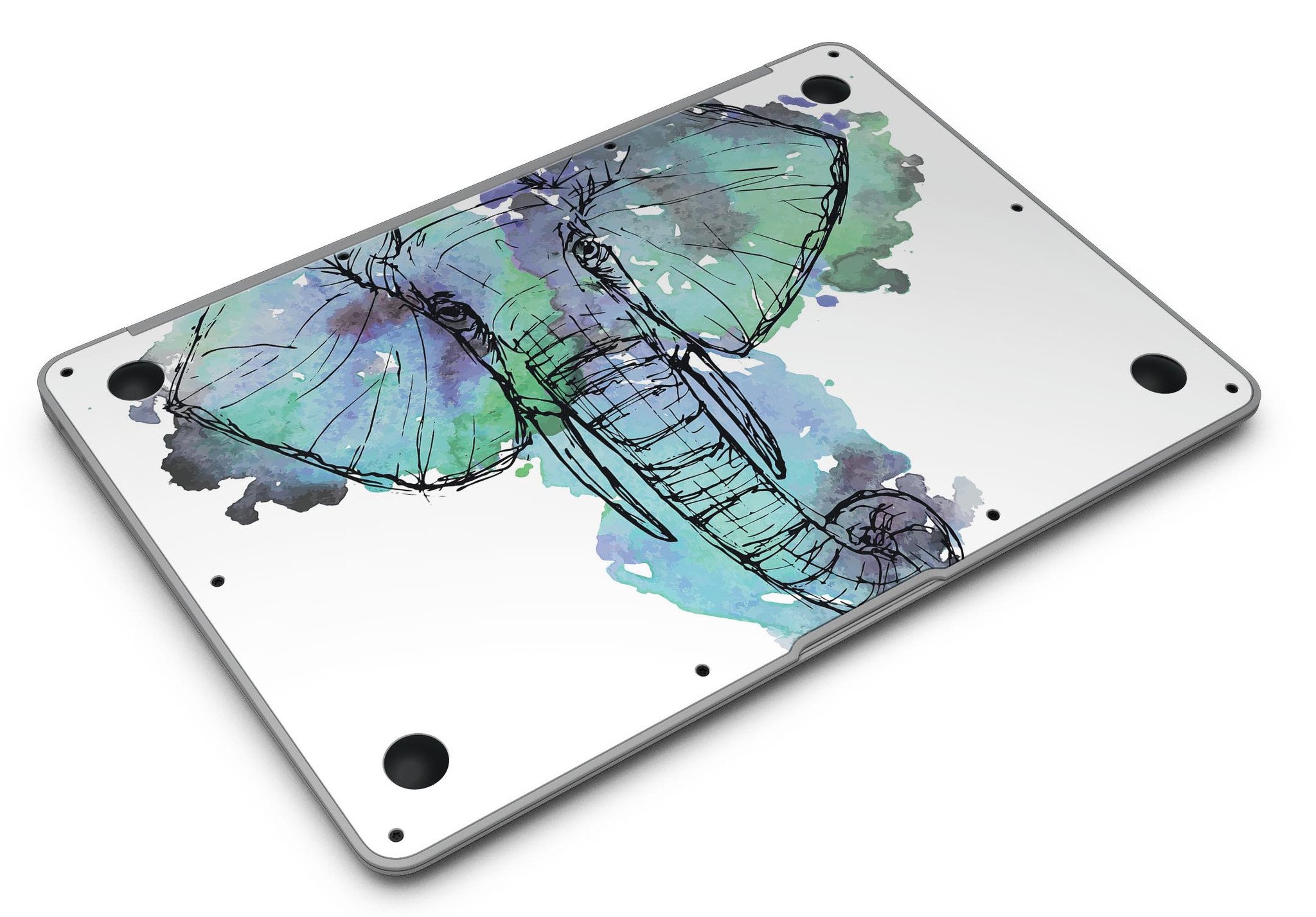 African Sketch Elephant MacBook Air skin kit showcasing vibrant design and premium vinyl material.