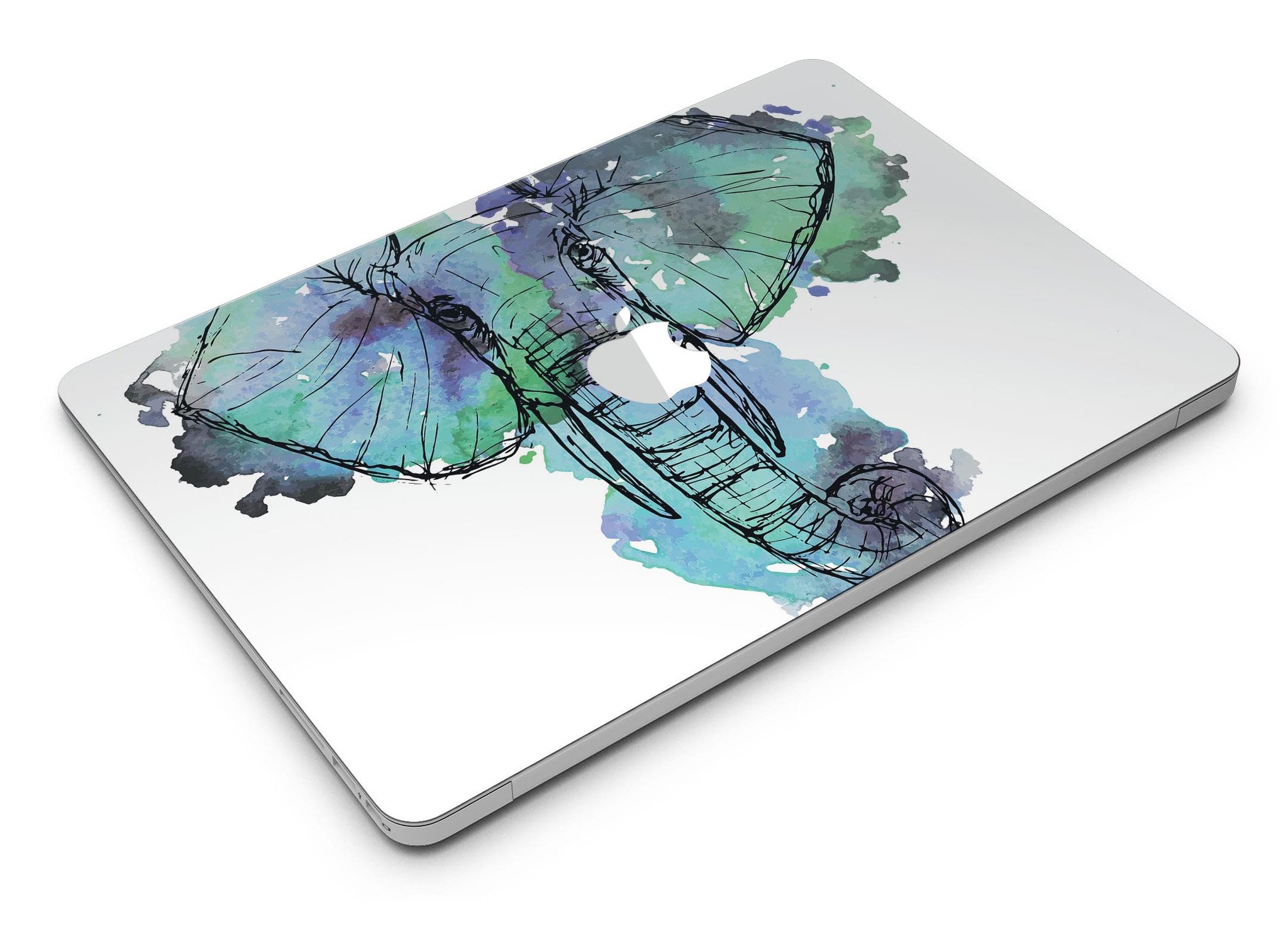 African Sketch Elephant MacBook Air skin kit showcasing vibrant design and premium vinyl material.