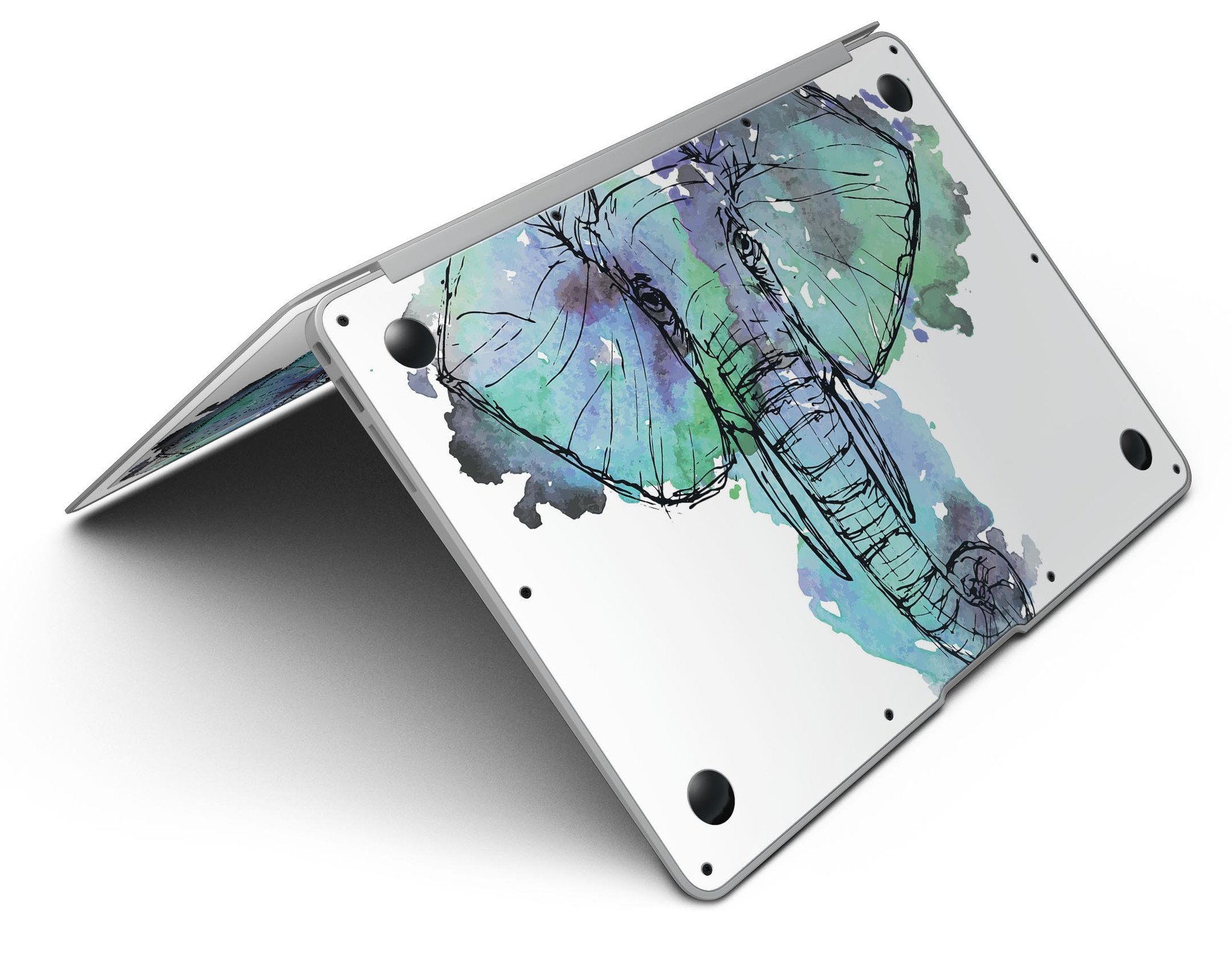 African Sketch Elephant MacBook Air skin kit showcasing vibrant design and premium vinyl material.