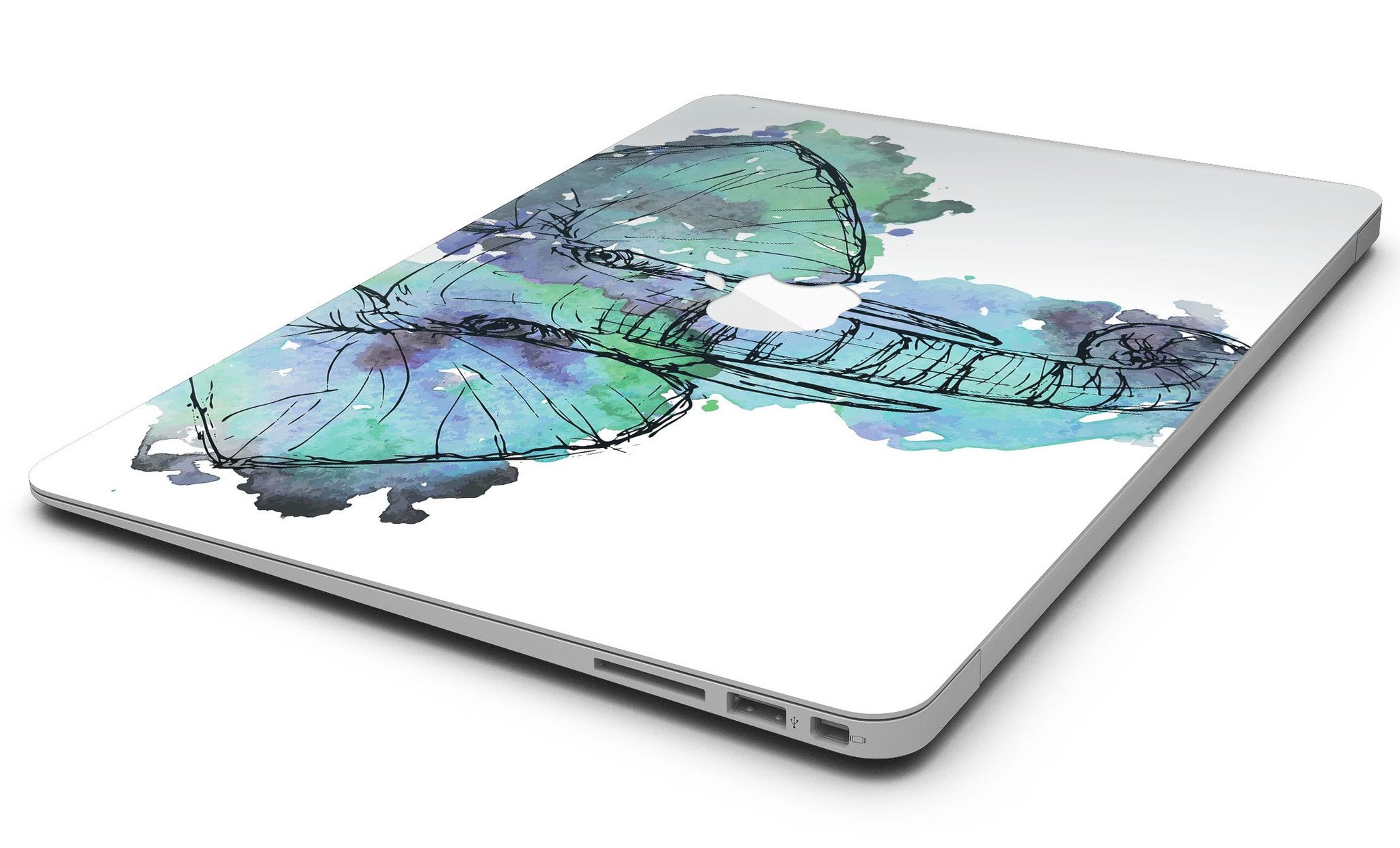 African Sketch Elephant MacBook Air skin kit showcasing vibrant design and premium vinyl material.