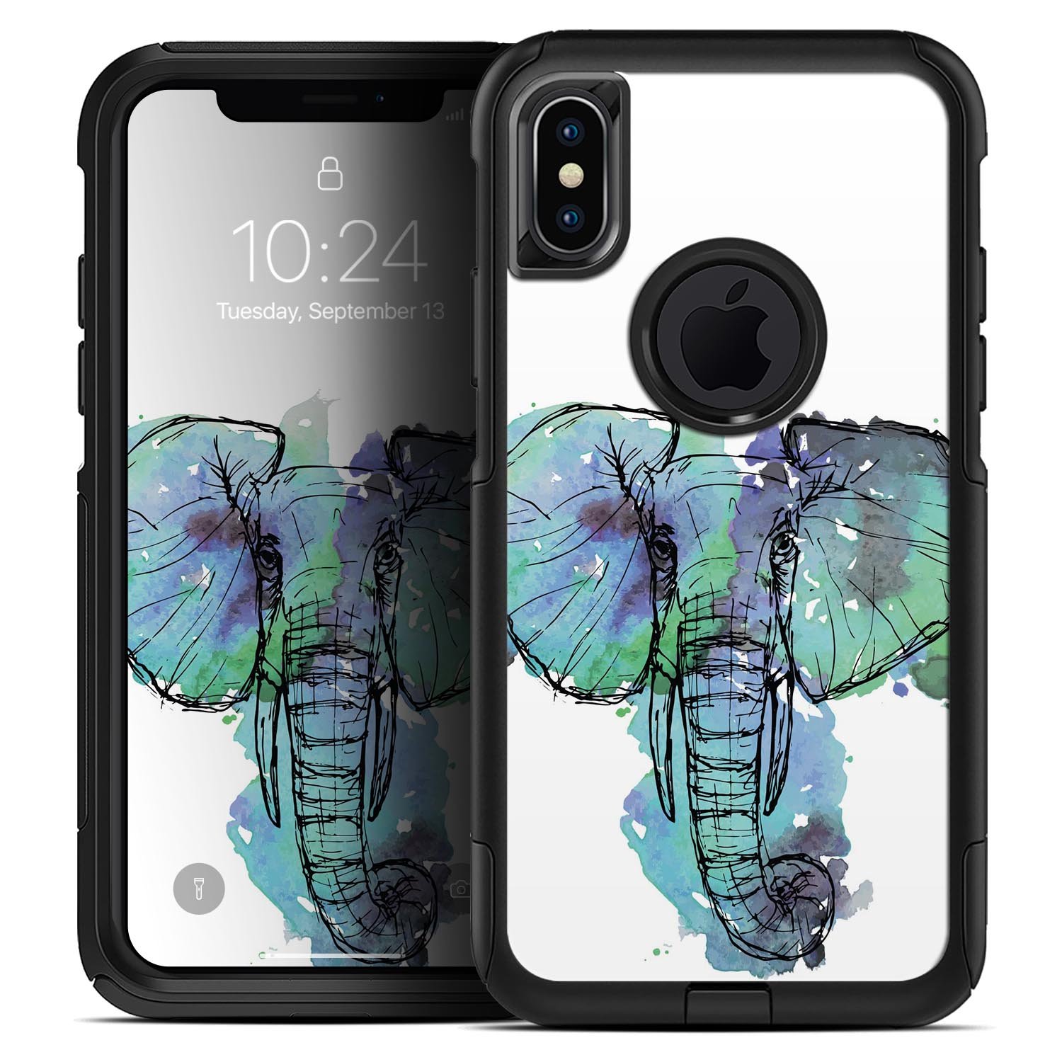 African Sketch Elephant Skin Kit for iPhone OtterBox Cases featuring a unique elephant design and premium materials.