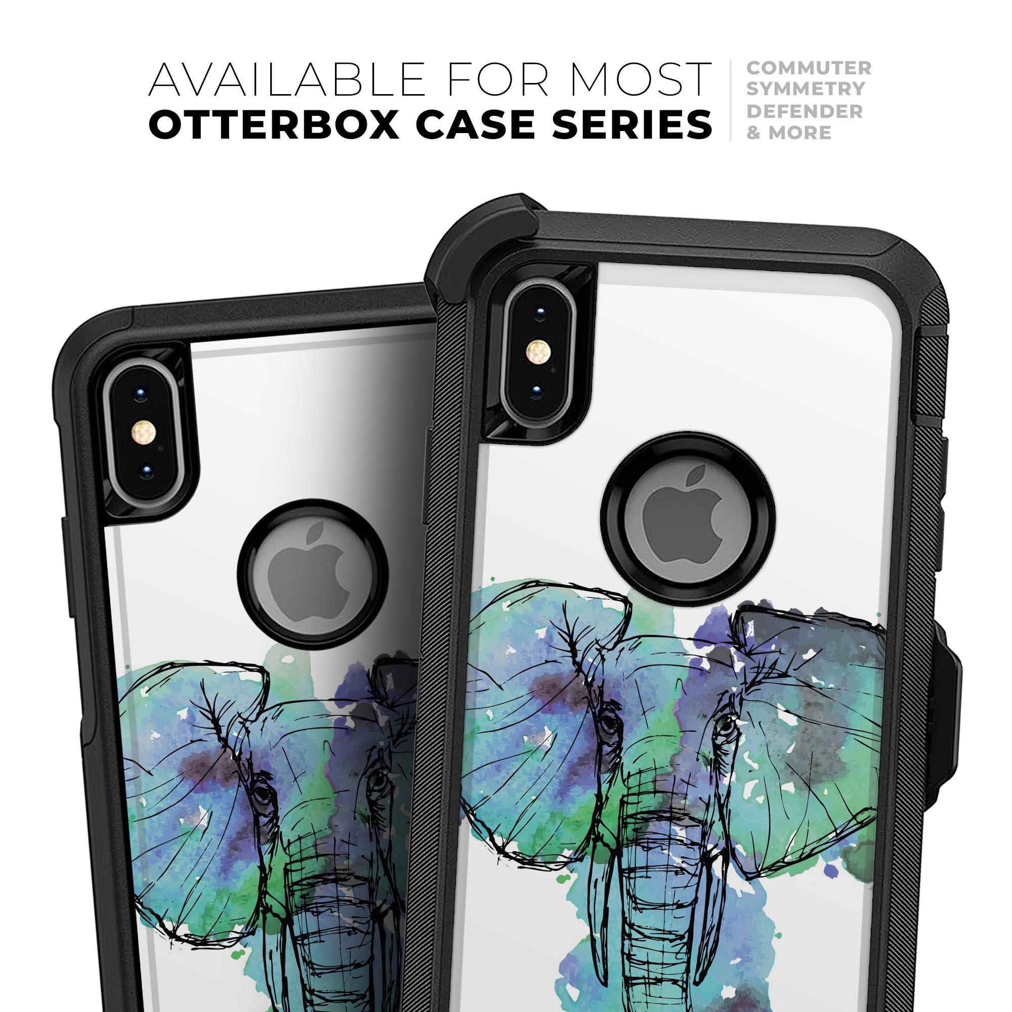 African Sketch Elephant Skin Kit for iPhone OtterBox Cases featuring a unique elephant design and premium materials.