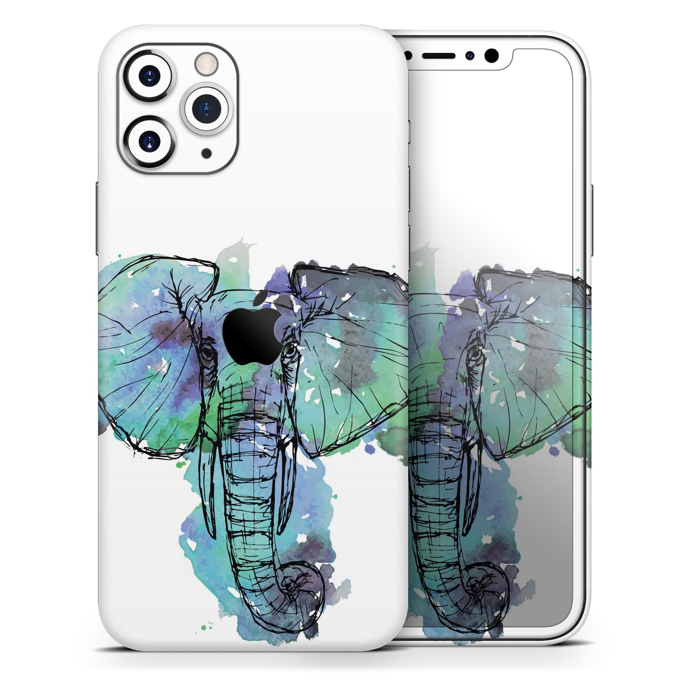 African Sketch Elephant Skin-Kit for Apple iPhone, showcasing vibrant design and premium vinyl material.