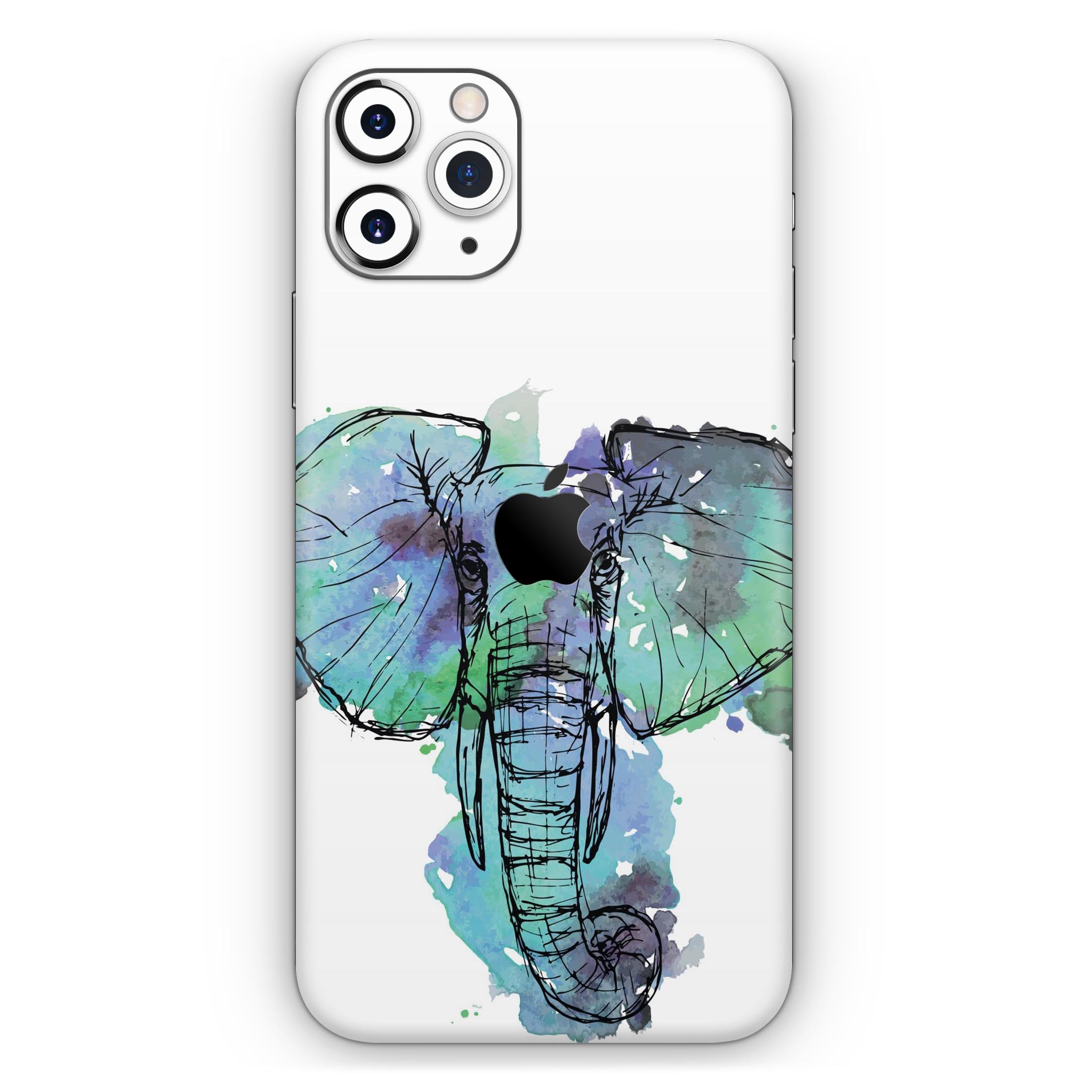 African Sketch Elephant Skin-Kit for Apple iPhone, showcasing vibrant design and premium vinyl material.