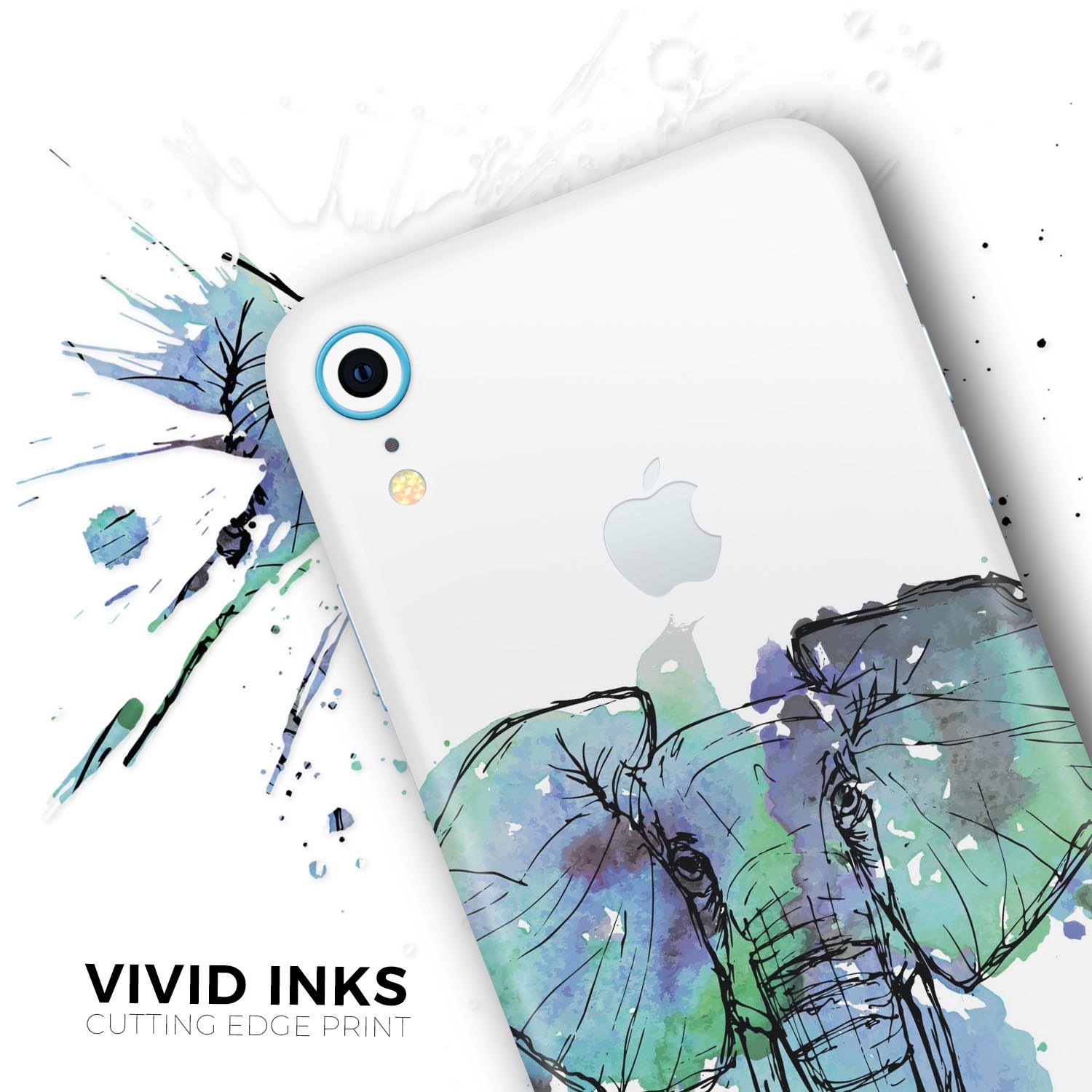 African Sketch Elephant Skin-Kit for iPhone models, showcasing vibrant design and premium vinyl material.