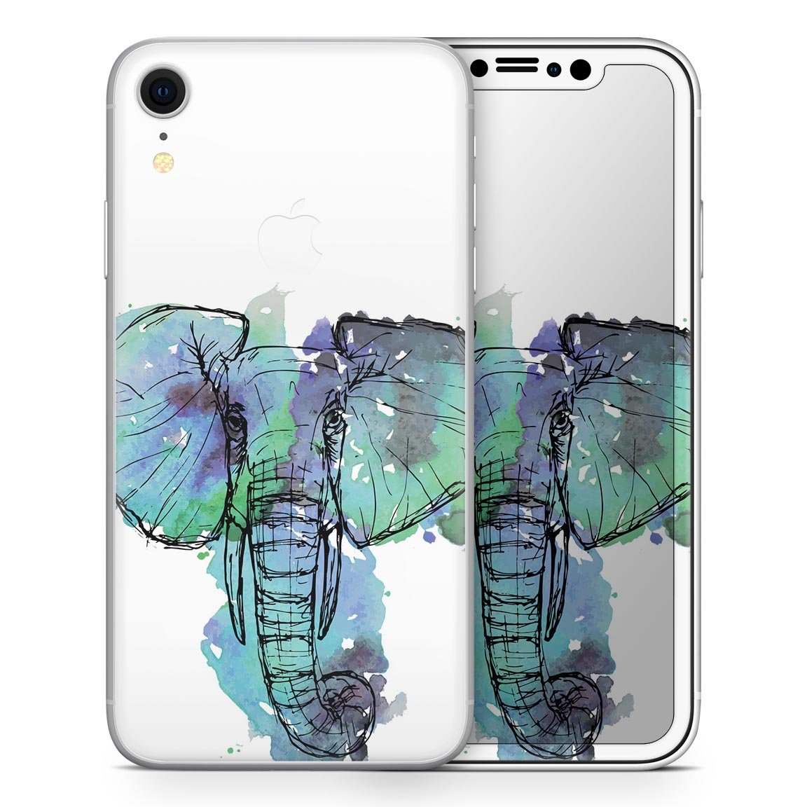 African Sketch Elephant Skin-Kit for iPhone models, showcasing vibrant design and premium vinyl material.