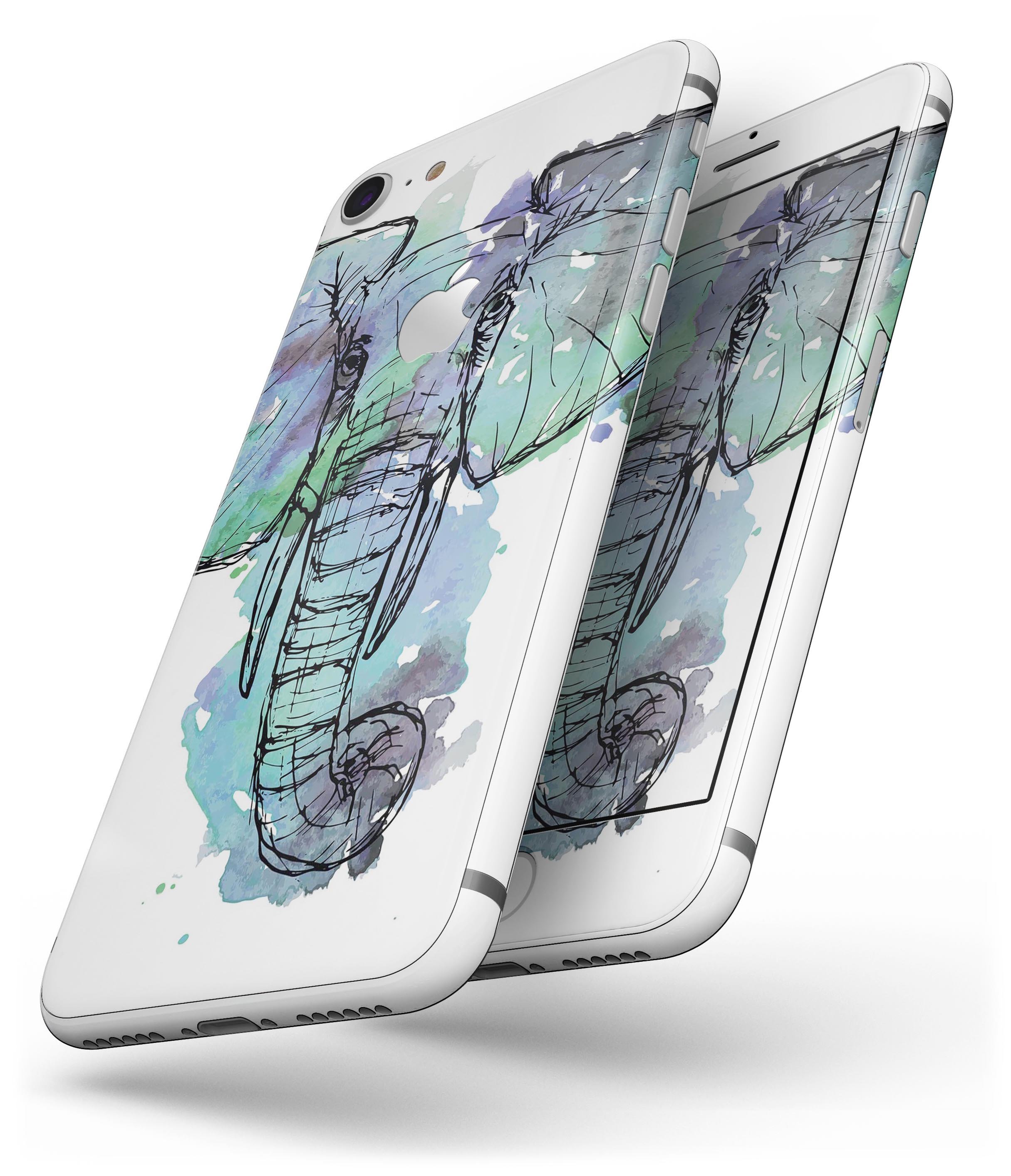 African Sketch Elephant skin for iPhone 8 or 8 Plus, showcasing intricate design and vibrant colors.