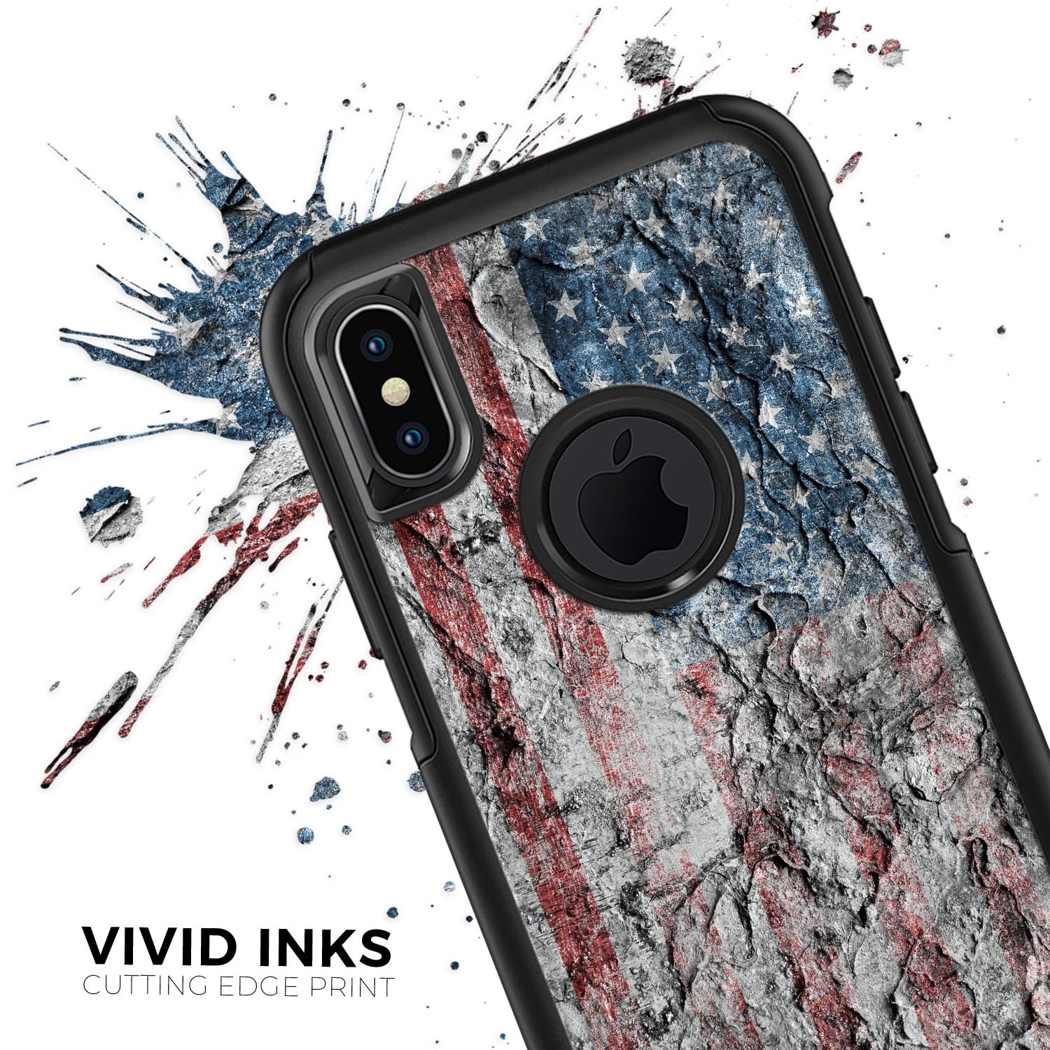 Aged and Wrinkled American Flag Skin Kit for iPhone OtterBox, showcasing its vibrant design and premium quality.