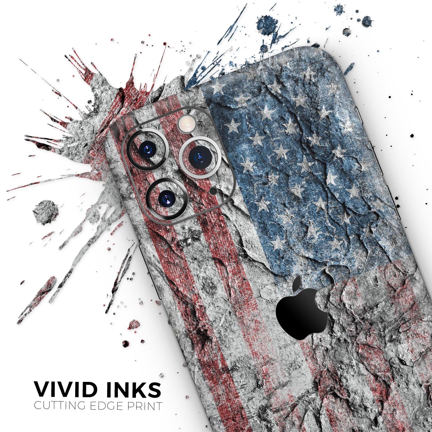 Aged and Wrinkled American Flag Skin-Kit for Apple iPhone, showcasing a stylish design with a textured finish.