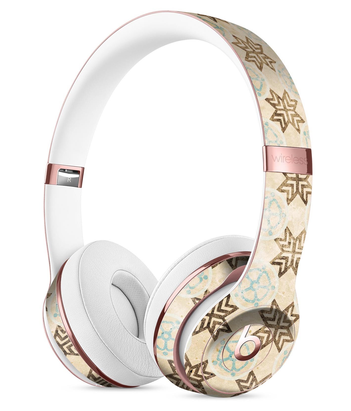 Aged Aqua Polygon Pattern Full-Body Skin Kit for Beats by Dre Solo 3 Wireless Headphones, showcasing vibrant colors and unique geometric design.