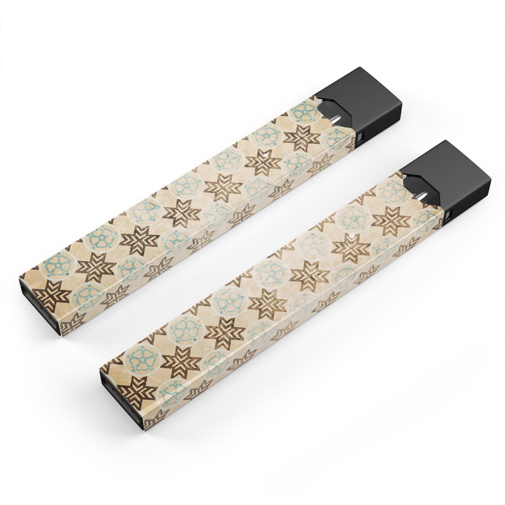 Aged Aqua Polygon Pattern skin-wrap sticker for JUUL device, showcasing vibrant colors and unique geometric design.