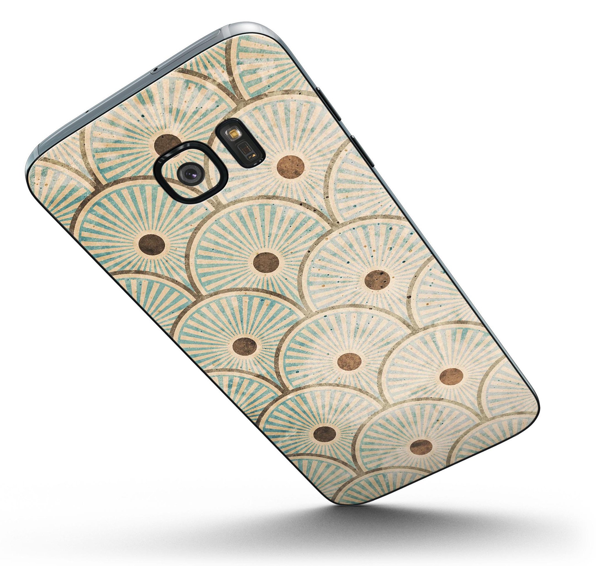 Aged Aqua SemiCircles skin kit for Samsung Galaxy S7/S7 Edge, featuring polka dots and a stylish design.